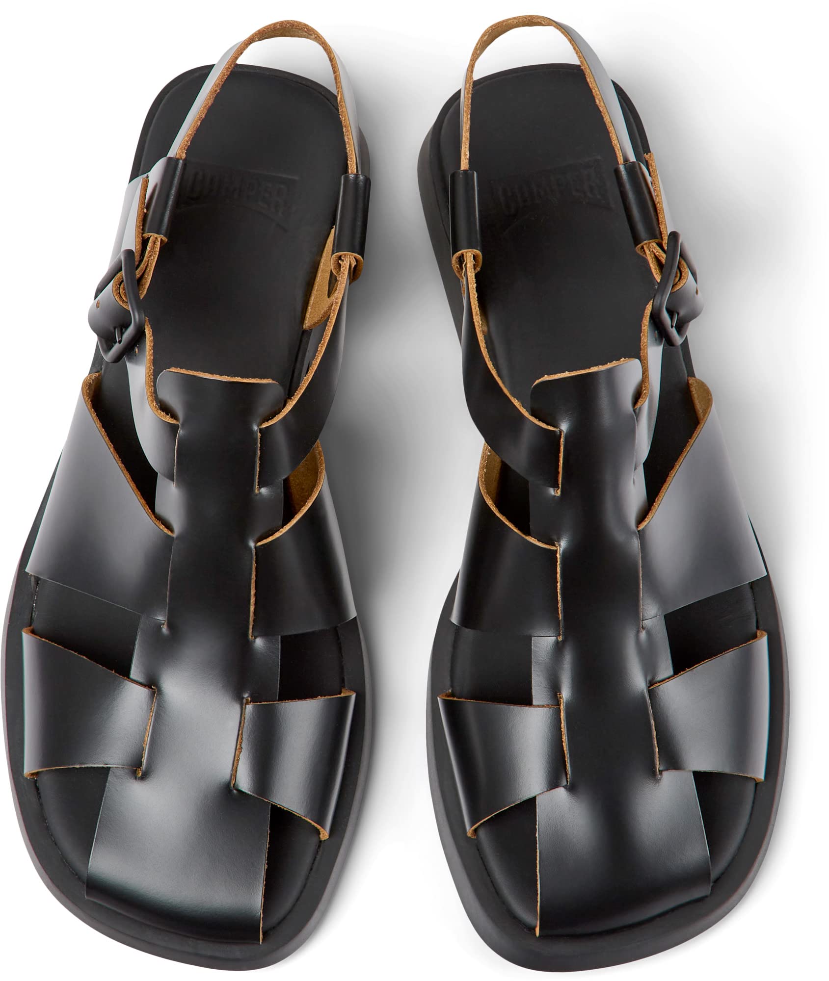 Camper Dana K201489, Sandalia Plana Mujer, Negro 001, 39 EU