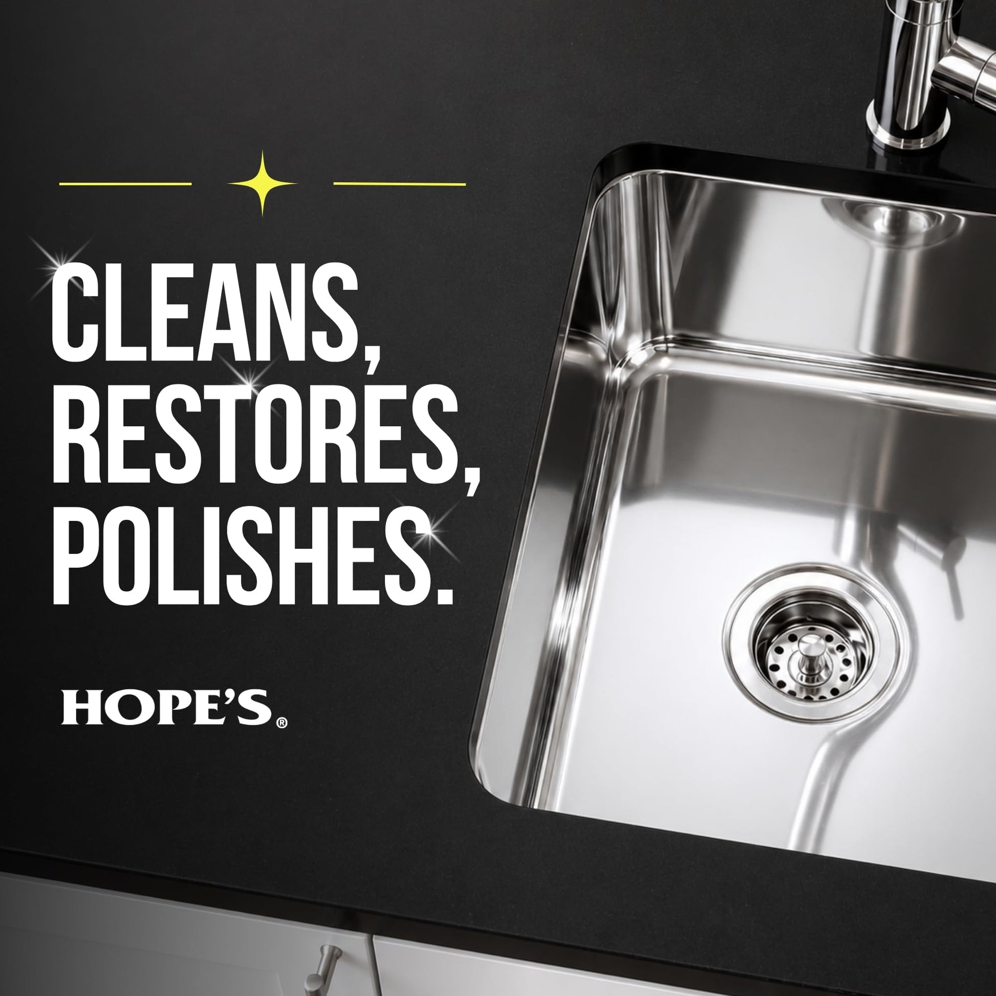 HOPE'S Perfect Sink 8.5 oz Sink Cleaner and Polish, Restorative, Water-Repellant Formula, Stain Remover, Good for Brushed Stainless Steel, Cast Iron, Porcelain, Corian, Composite, 6 Pack