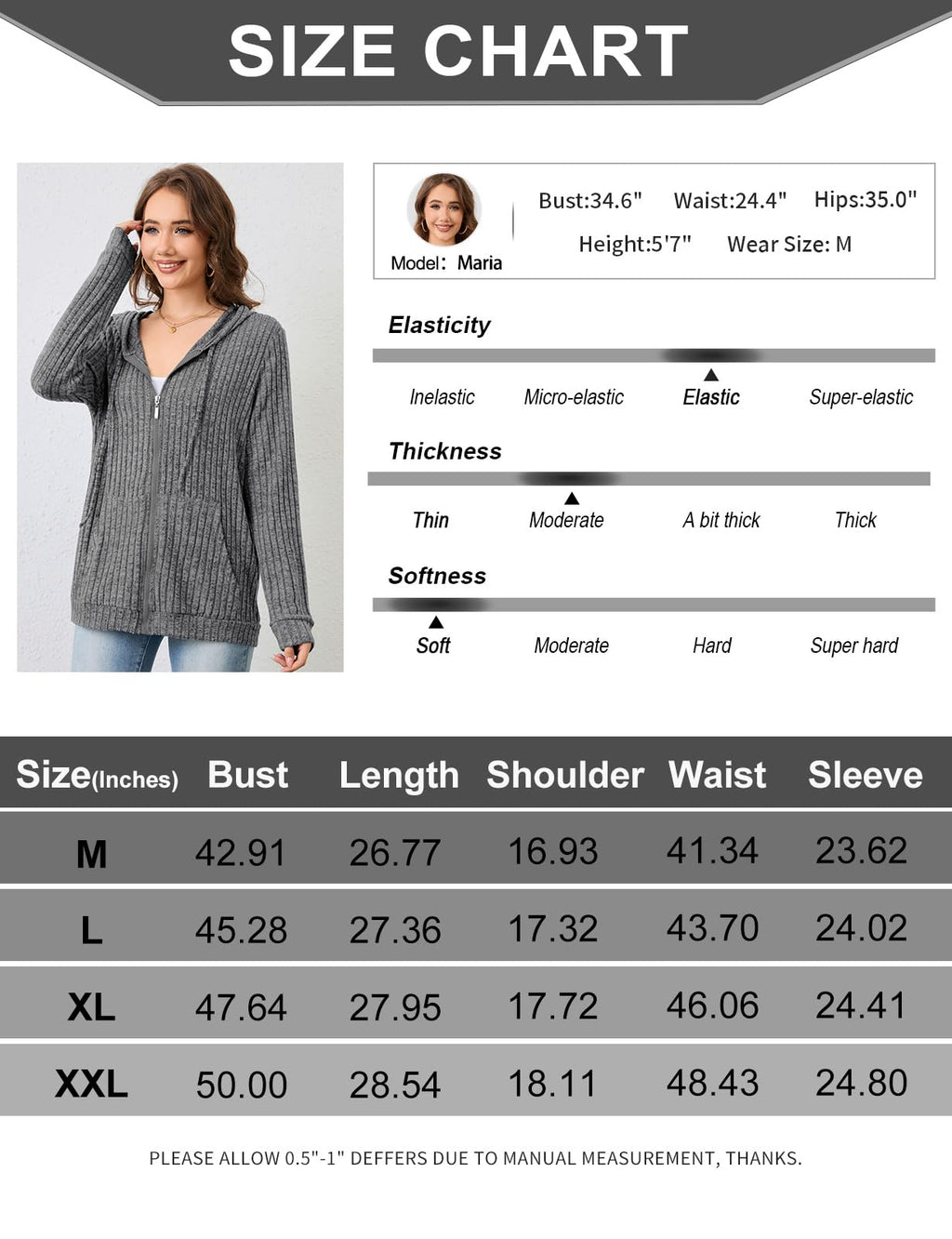 Flikity Zip Hoodie Damen Reißverschluss Sweatjacke mit Kapuze Dünne Jacke