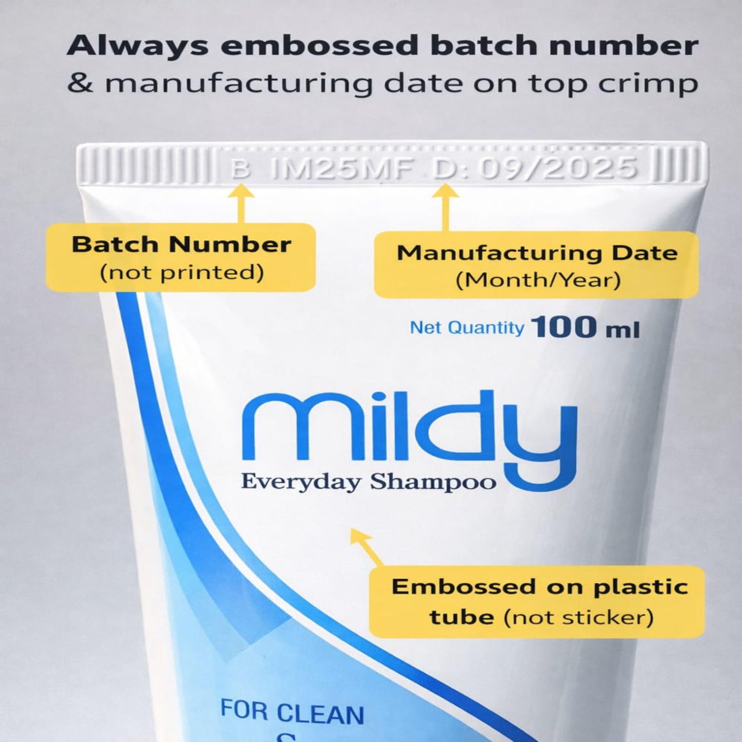 Mildy Everyday Shampoo for Clean & Healthy Hair Enriched with Aloe vera 100ml pack of 2