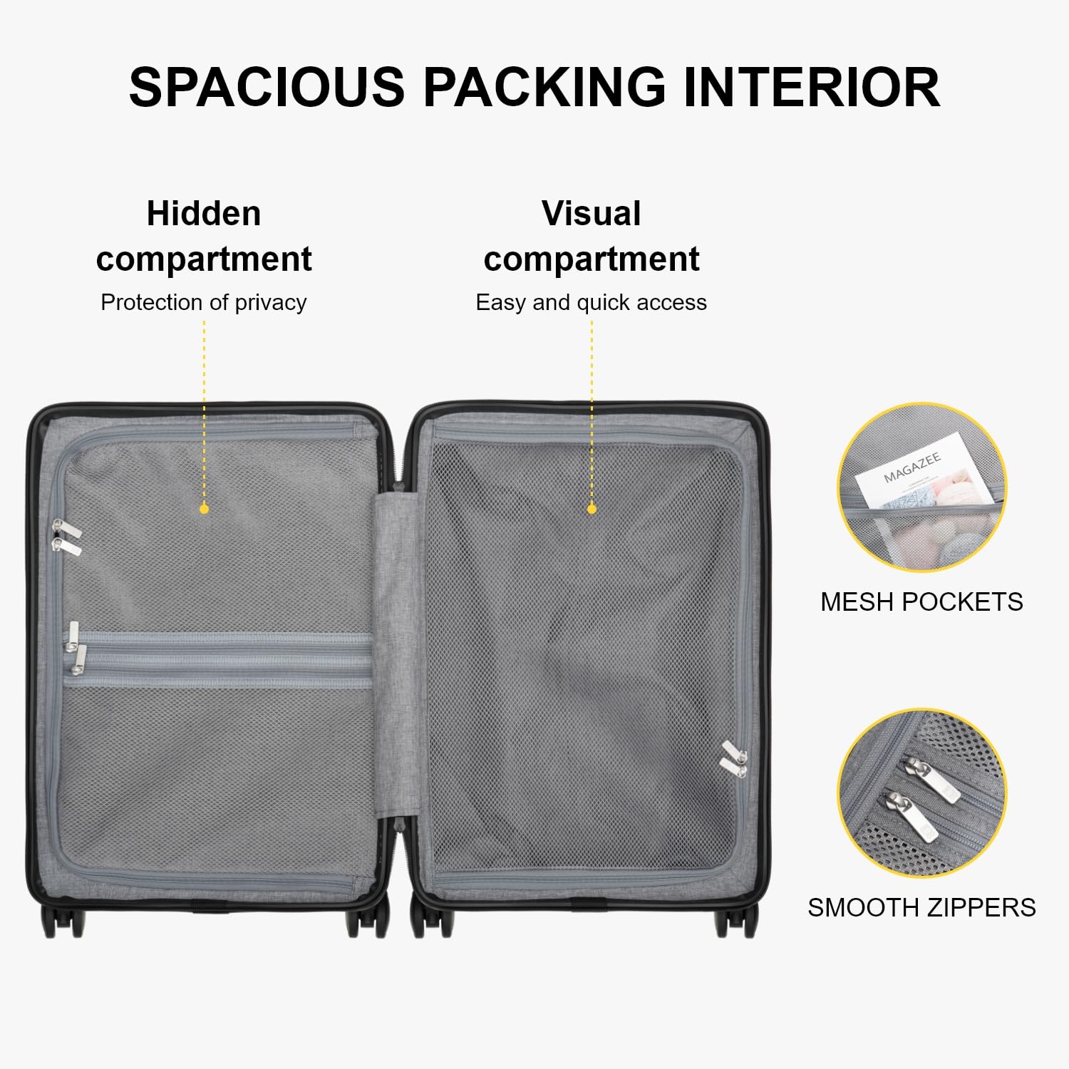 LEVEL8 Rolling Carry on Luggage Airline Approved, Carry on Suitcases with Wheels, Lightweight Luminous Textured Luggage for Men Women, Tsa Approved, 20-Inch Carry-On, Dark Grey