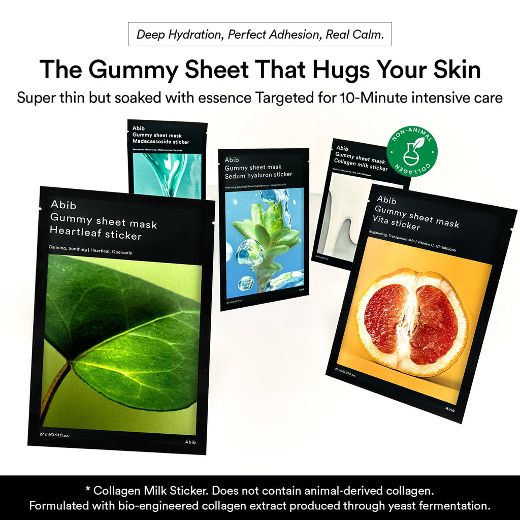 Abib Gummy Sheet Mask Vita Sticker 10 Sheets (Skin Tone) I Korean Face Mask for Sensitive Skin, Soothing & Redness Relief, Daily Skincare Treatment, K-Beauty Sheet Mask
