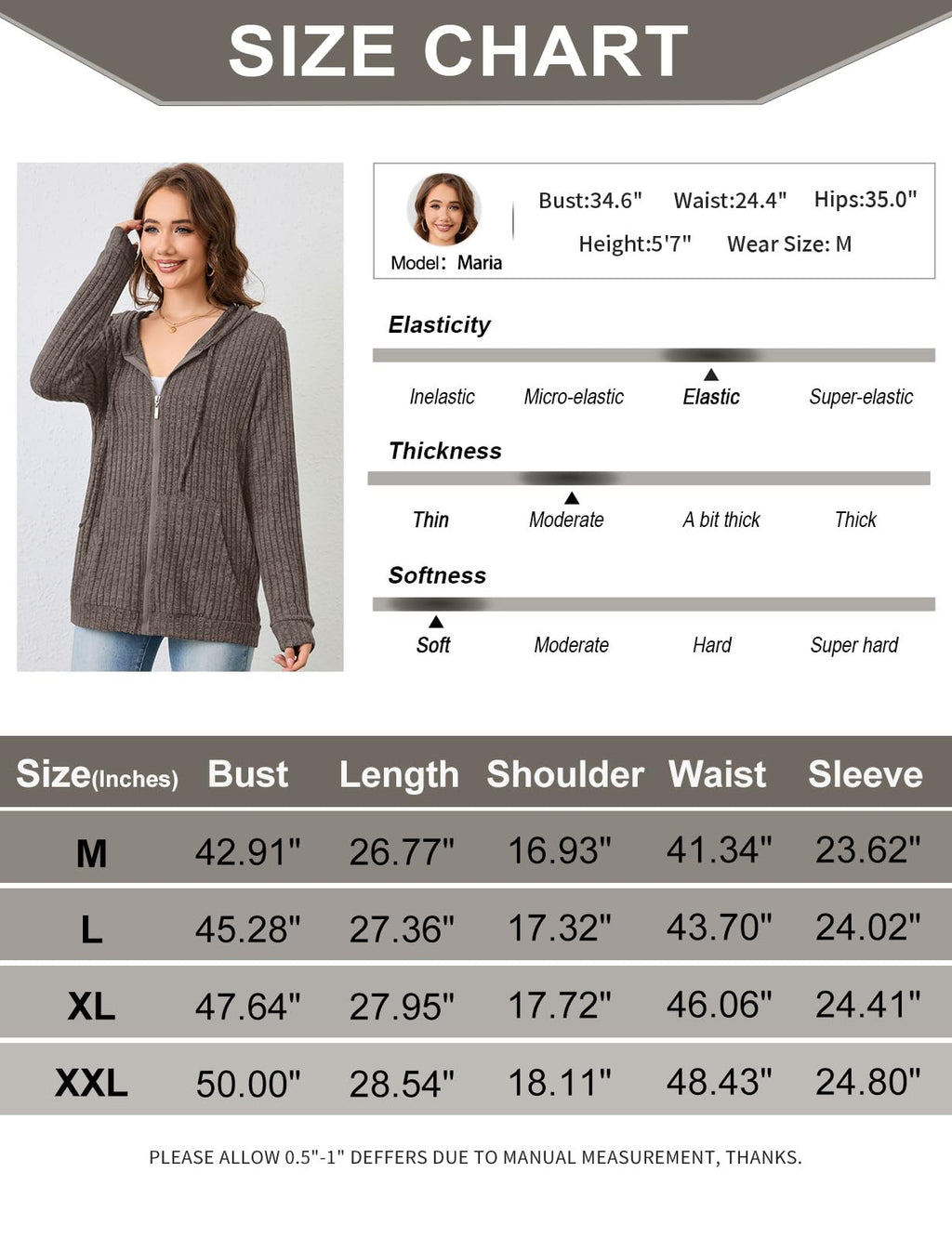 Flikity Zip Hoodie Damen Reißverschluss Sweatjacke mit Kapuze Dünne Jacke