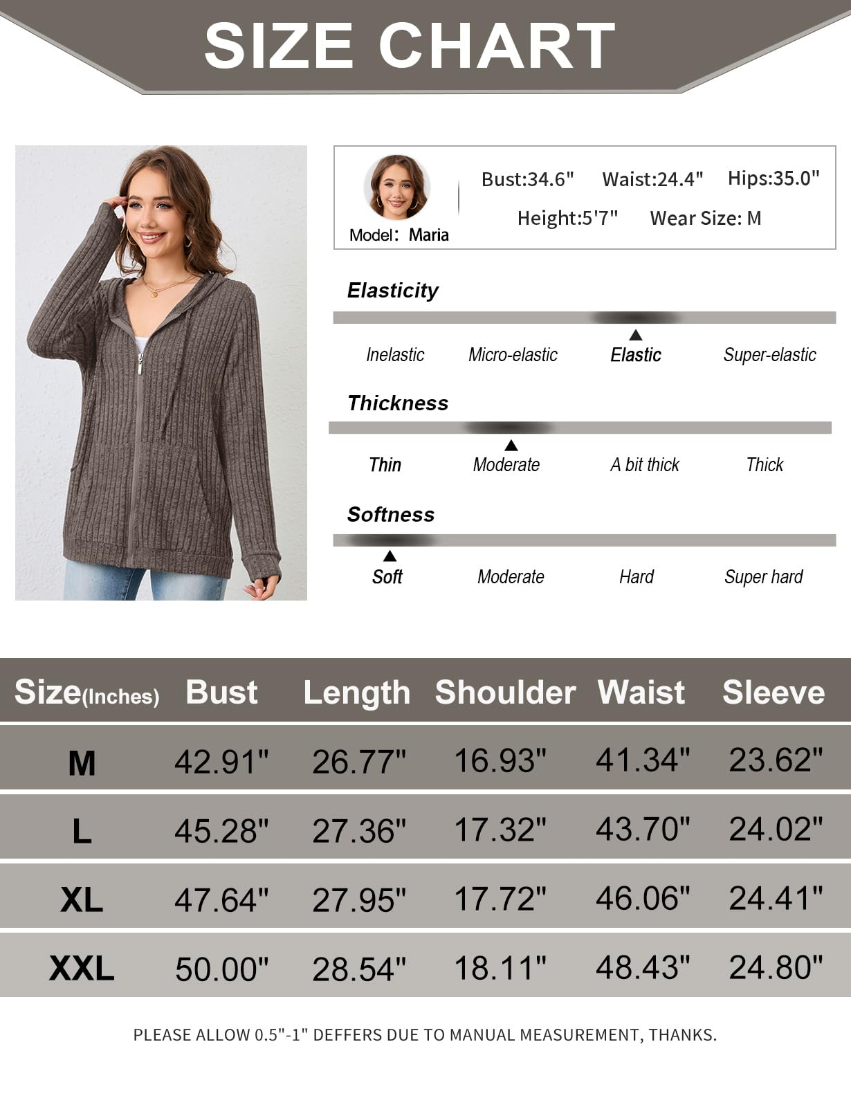 Flikity Zip Hoodie Damen Reißverschluss Sweatjacke mit Kapuze Dünne Jacke