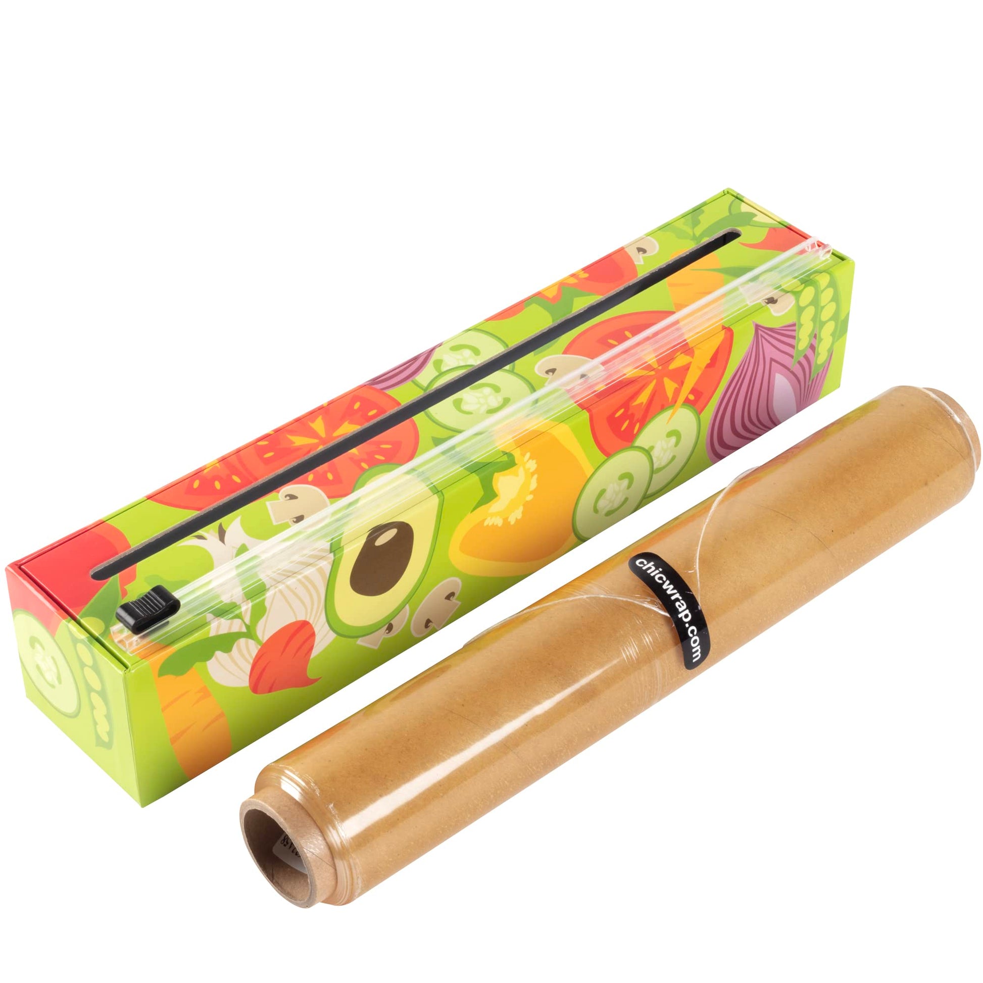 ChicWrap -Chicwrap Sebzeler Doldurulabilir Folyo Dağıtıcı / Sürgülü Kesici, 650 cm Uzun Profesyonel BPA-Ücretsiz Plastik Film