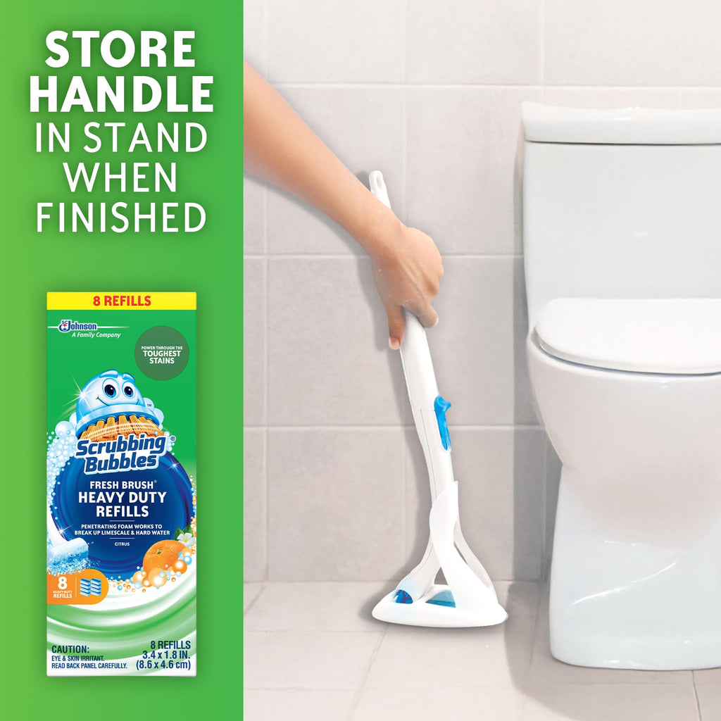 Scrubbing Bubbles Fresh Brush Ağır Hizmet Tipi Tek Kullanımlık Tuvalet Temizleyici Değnek Yedekleri, Tuvalet Kase Lekelerini ve Kireçlenmeyi Çıkarın, 8 ct, 8'li Paket (64 Toplam Doldurma)