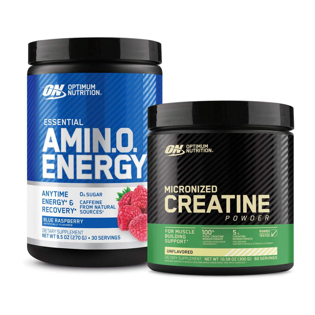 Optimum Nutrition Amino Energy - Pre Workout with Green Tea, BCAA, Amino Acids & Micronized Creatine Monohydrate Powder, Unflavored, Keto Friendly, 60 Serving