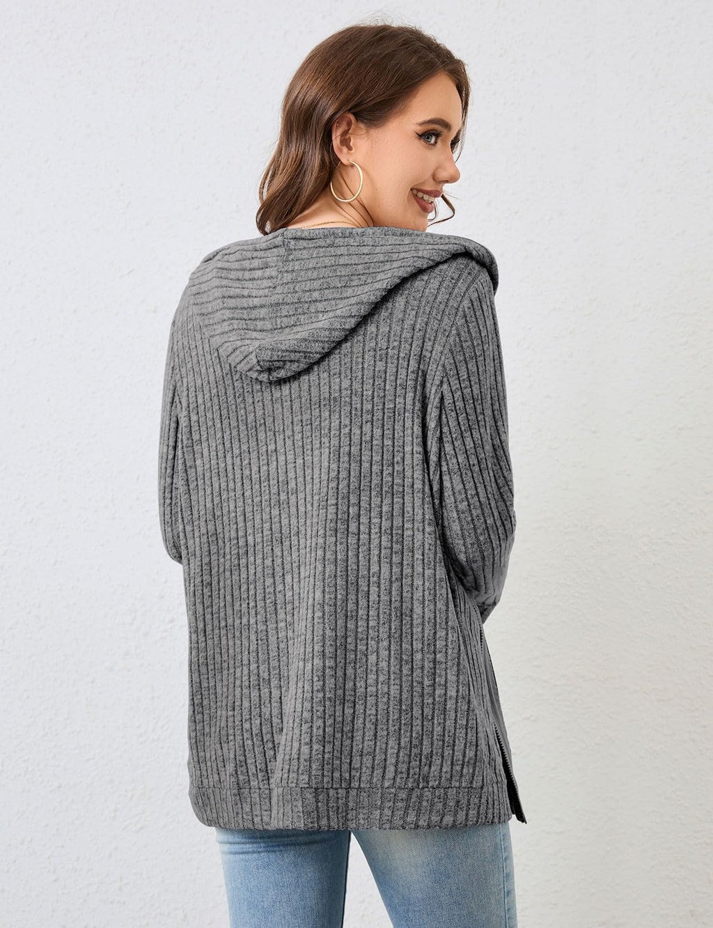 Flikity Zip Hoodie Damen Reißverschluss Sweatjacke mit Kapuze Dünne Jacke