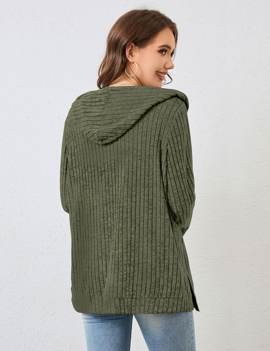Flikity Zip Hoodie Damen Reißverschluss Sweatjacke mit Kapuze Dünne Jacke