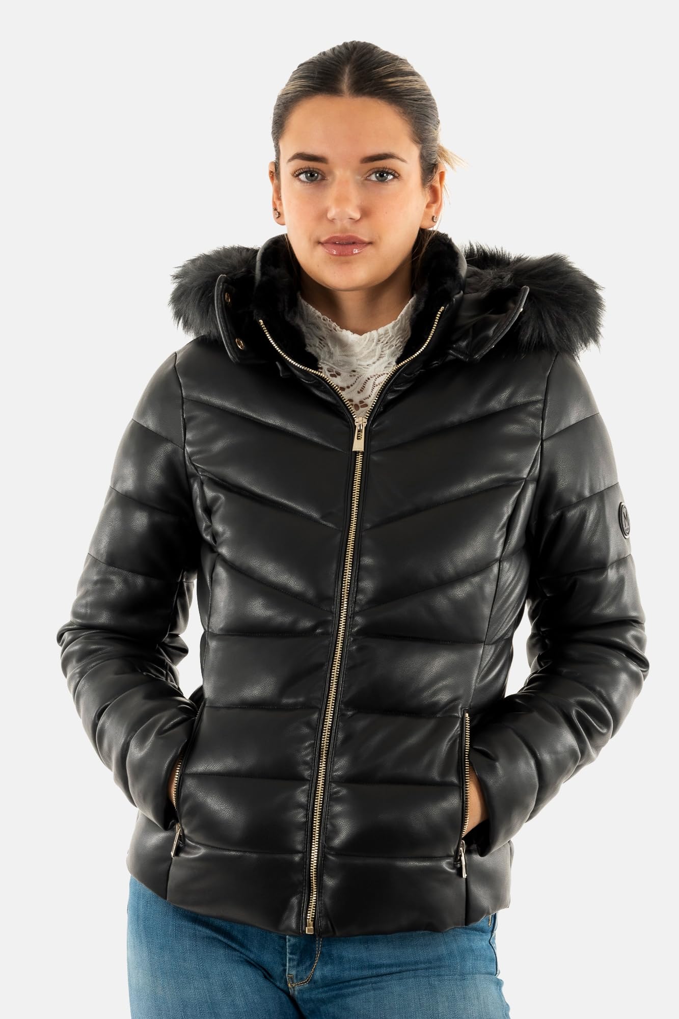 Morgan 242-gkidia Chaqueta de Plumas, Negro, 36 para Mujer