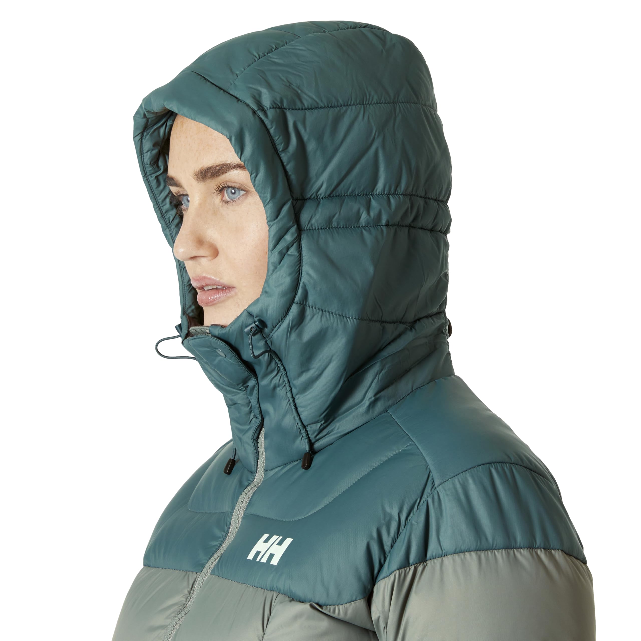 Helly Hansen W Verglas Glacier Down Jacket Abrigo, 485 Grey Cactus/Dark Creek, XS para Mujer