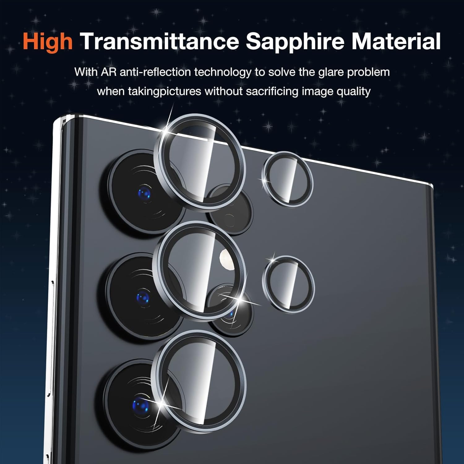 VONZEE for Samsung Galaxy S25 Ultra Camera Lens Protector, Scratch-Resistant Ultra-Thin Tempered Glass with Aluminum Edging, Galaxy S25 Ultra Case Friendly, Set of 1 | Titanium Black