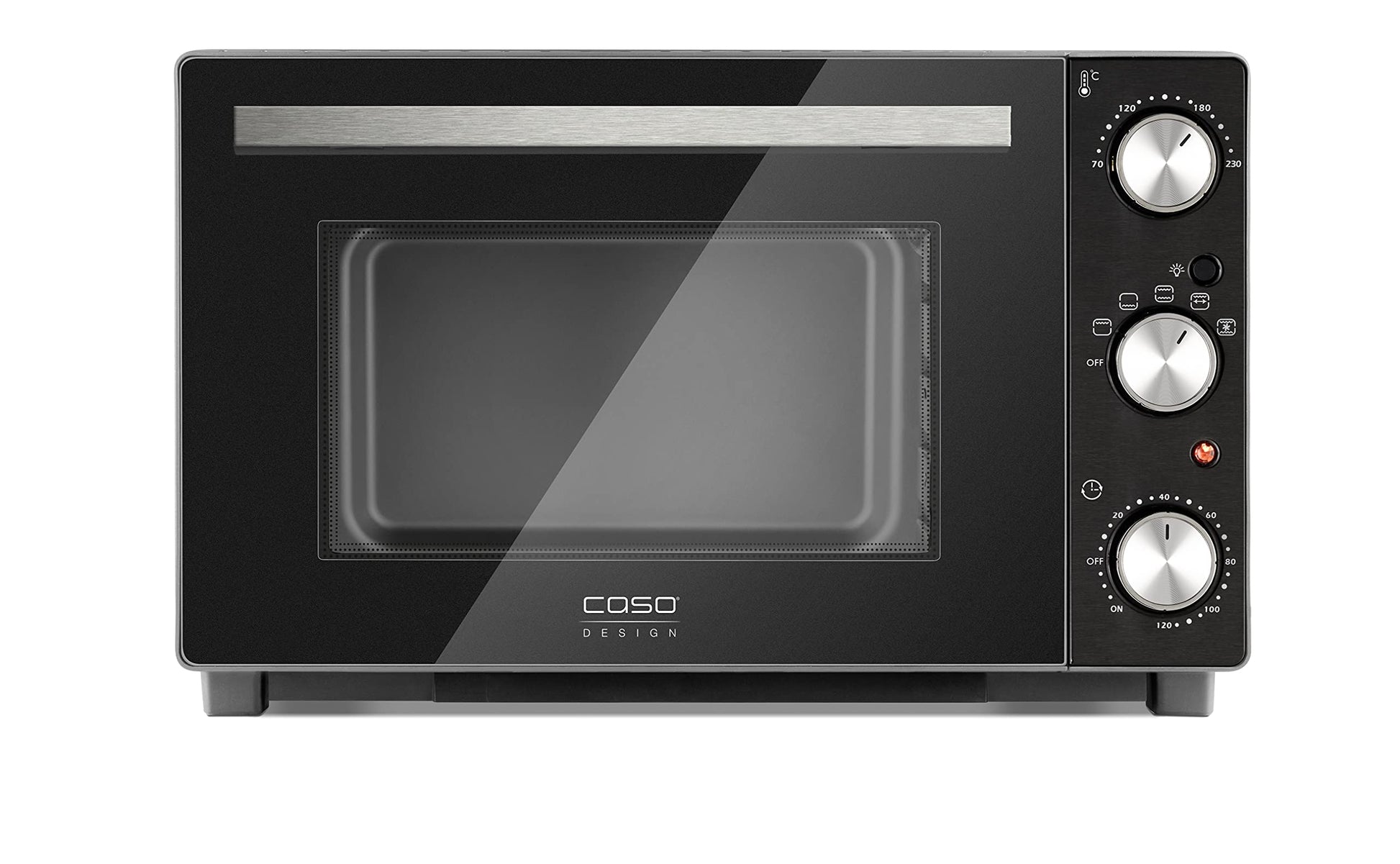 CASO TO 32 - Horno de sobremesa de acero inoxidable con Bandeja recogemigas y piedra para pizza, capacidad de 32 L, 1870 W de Potencia, hasta 230°C y 150 min - 5 modos de calor - negro