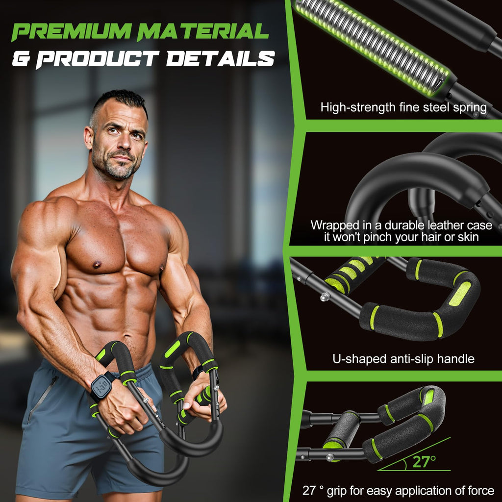 Vanlgs Twister - Entrenador de brazo para hombre, equipo de entrenamiento de pecho ajustable de 5 niveles (40-130 libras) con objetivos ergonómicos de 27° para bíceps/clip/muslo, ejercitador portátil