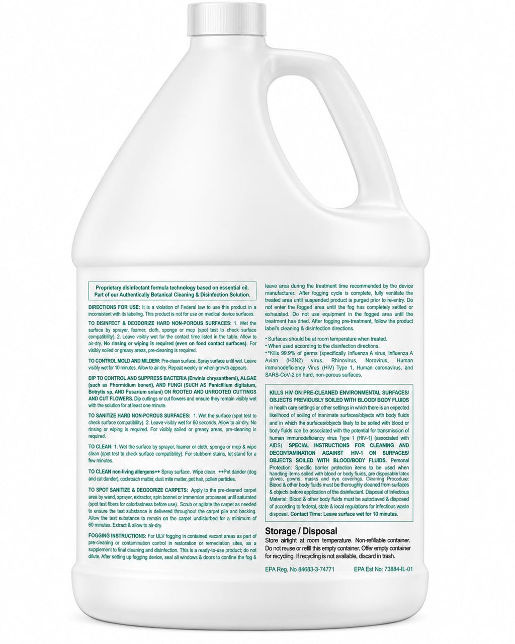 Benefect Botanical Decon 30 Disinfectant Cleaner - All Natural Formula for Effective Cleaning Power - Ideal for Restoration Jobs & Water Damage - 20476 - 1 Gallon