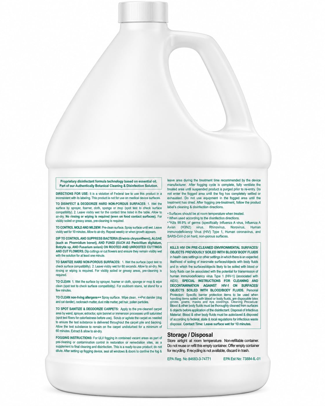 Benefect Botanical Decon 30 Disinfectant Cleaner - All Natural Formula for Effective Cleaning Power - Ideal for Restoration Jobs & Water Damage - 20476 - 1 Gallon