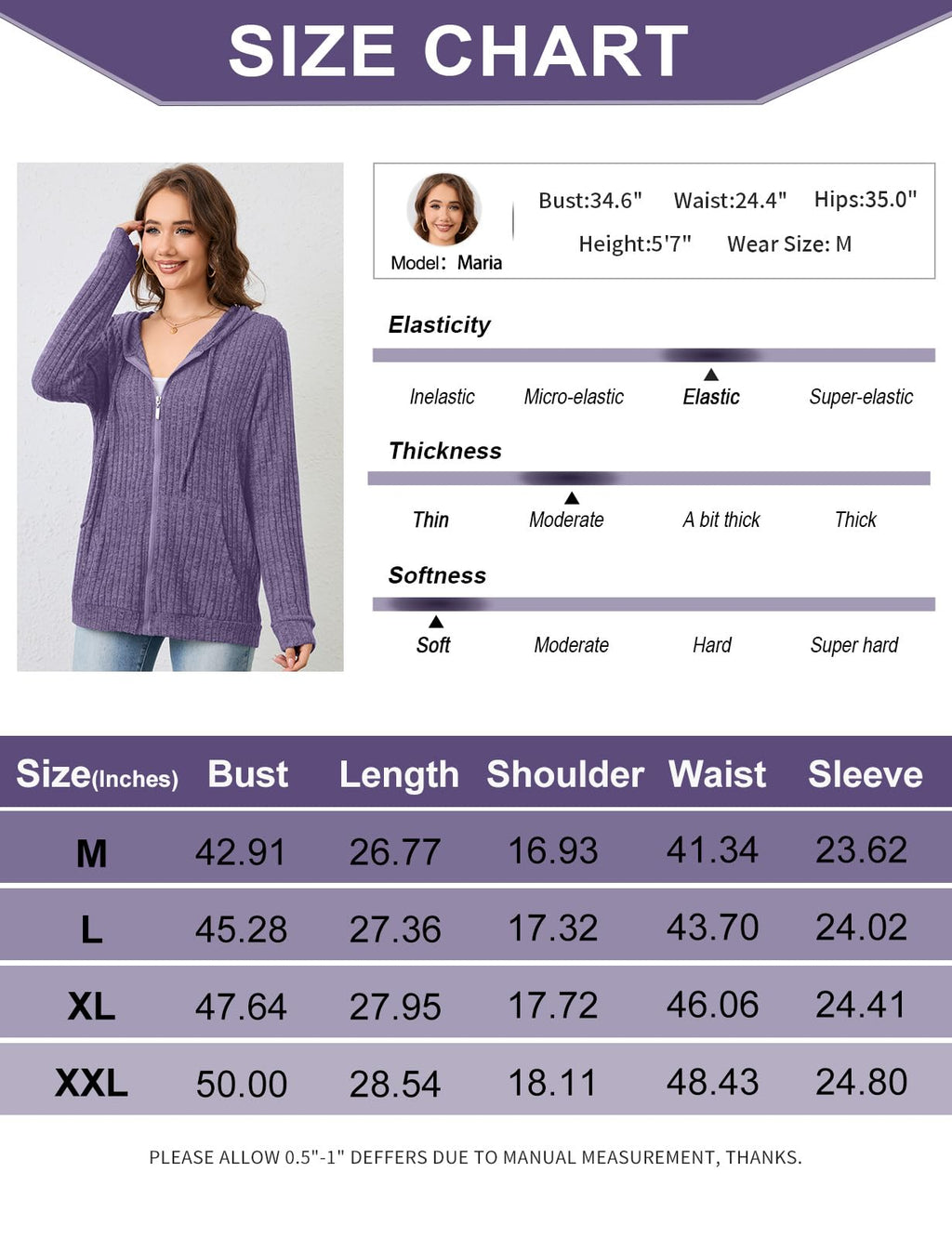 Flikity Zip Hoodie Damen Reißverschluss Sweatjacke mit Kapuze Dünne Jacke