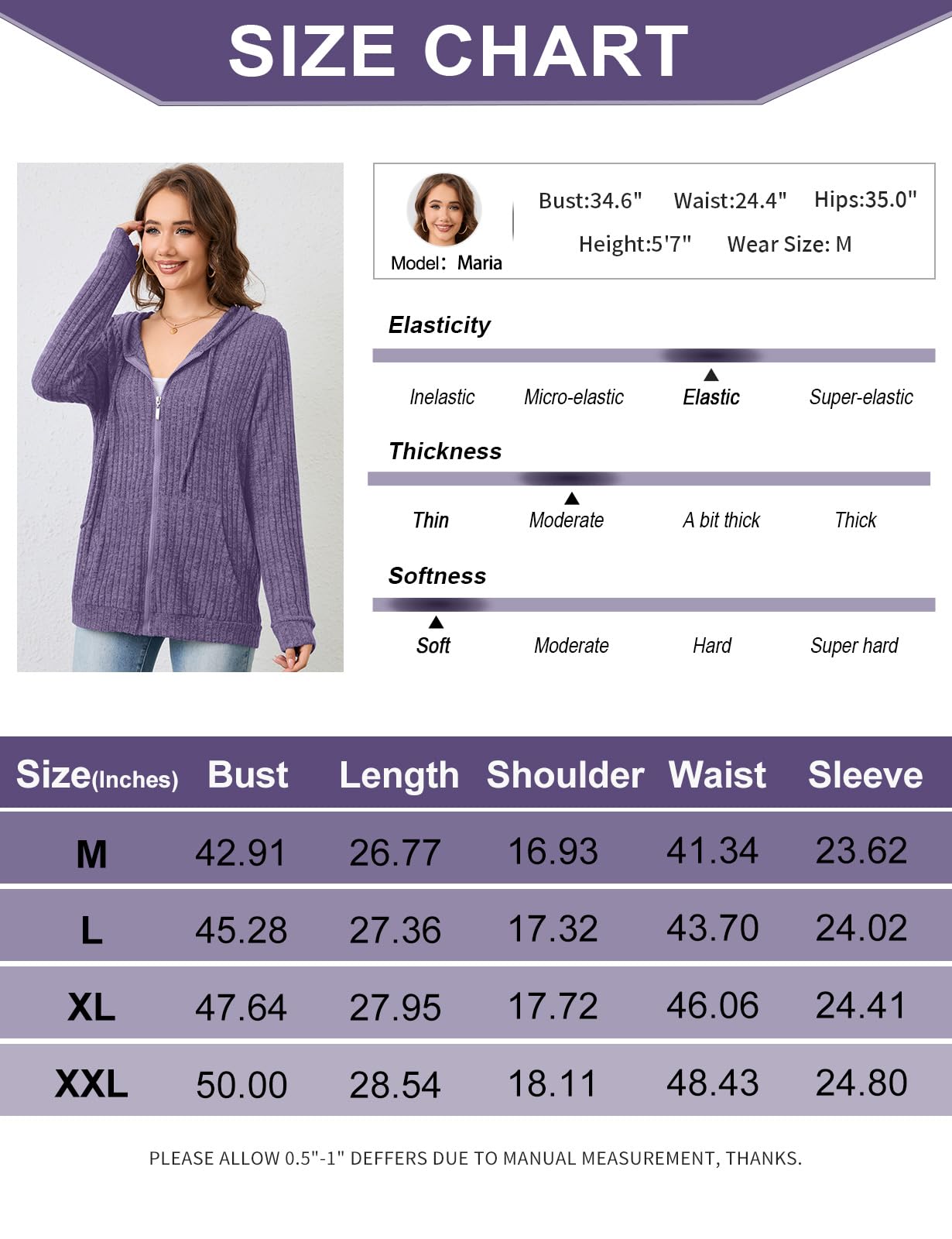 Flikity Zip Hoodie Damen Reißverschluss Sweatjacke mit Kapuze Dünne Jacke