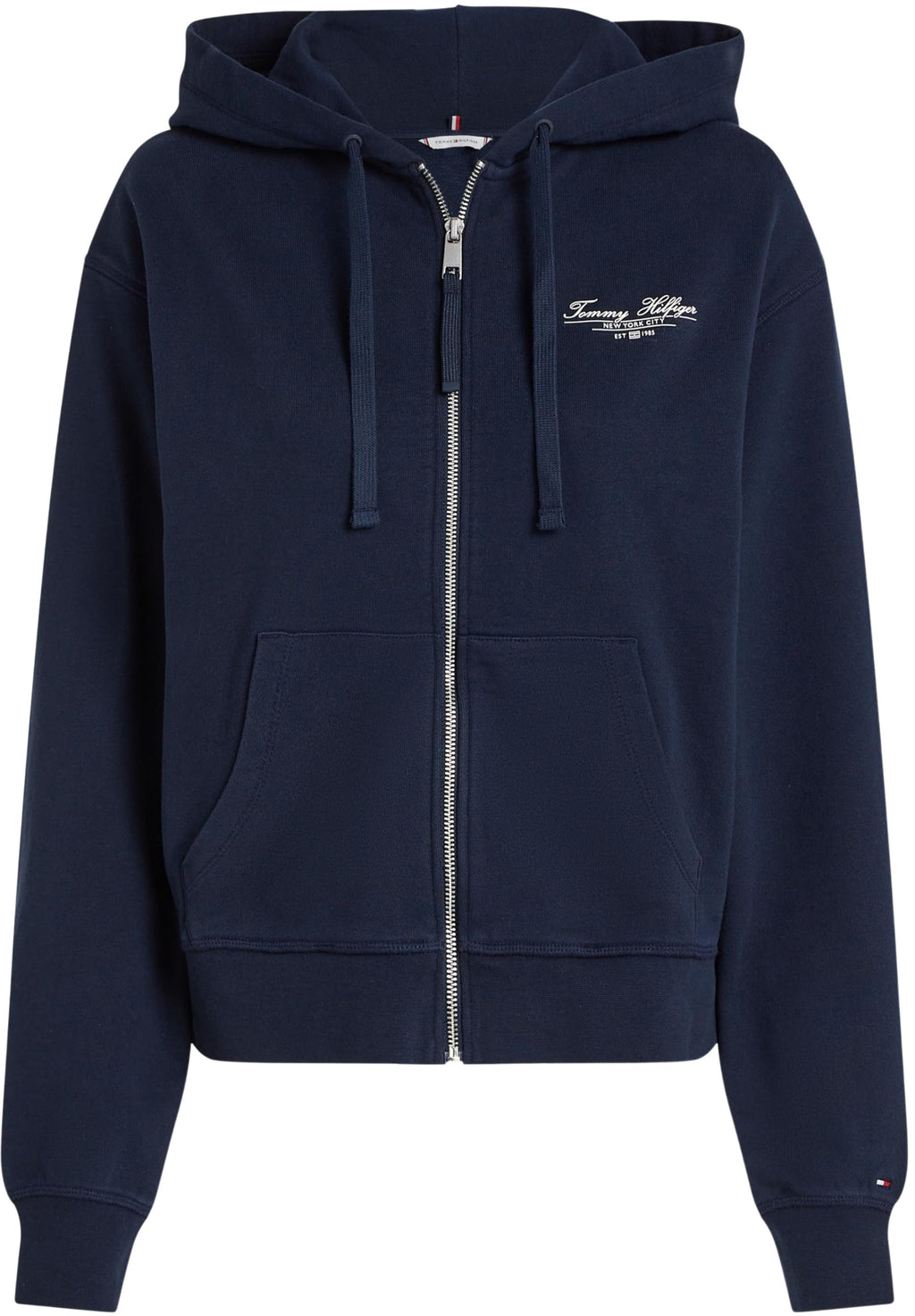 Tommy Hilfiger Sudadera con cremallera Mujer Script Zip con capucha, Azul (Dark Night Navy), M
