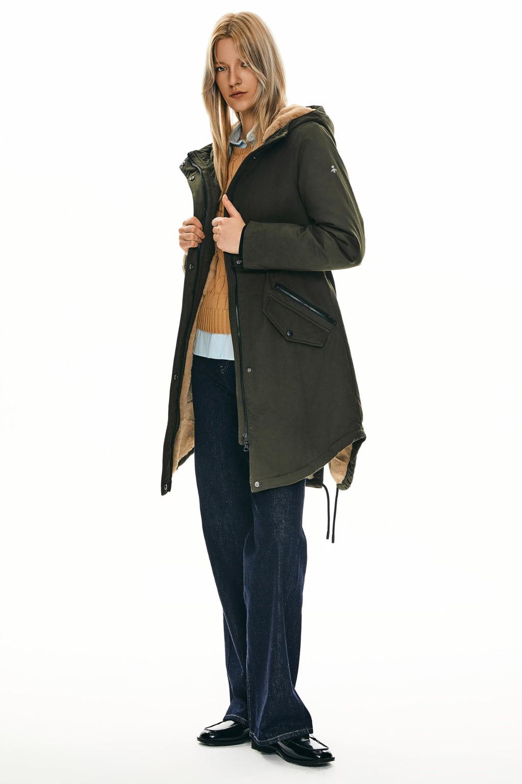 Orolay Chaqueta Mujer Invierno Parka de Mujer con Capucha y Forro Polar Chaqueta Acolchada para el Invierno Verde L