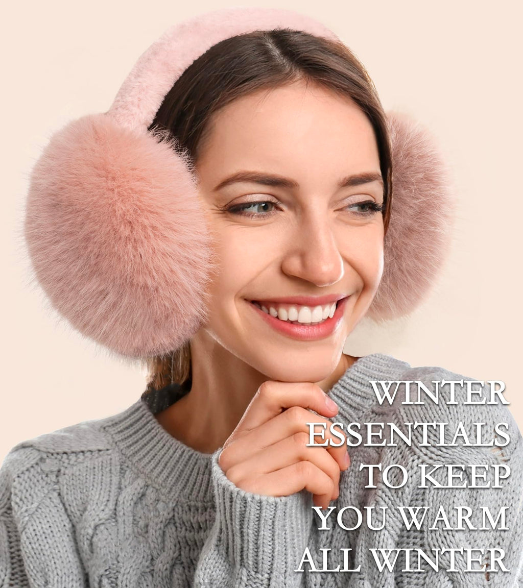 ZMUBB Winter Ear Muffs for Women Men - Foldable Fuzzy Earmuffs Faux Fur Ear Warmer, Perfect Ear Covers for Cold Days (green)