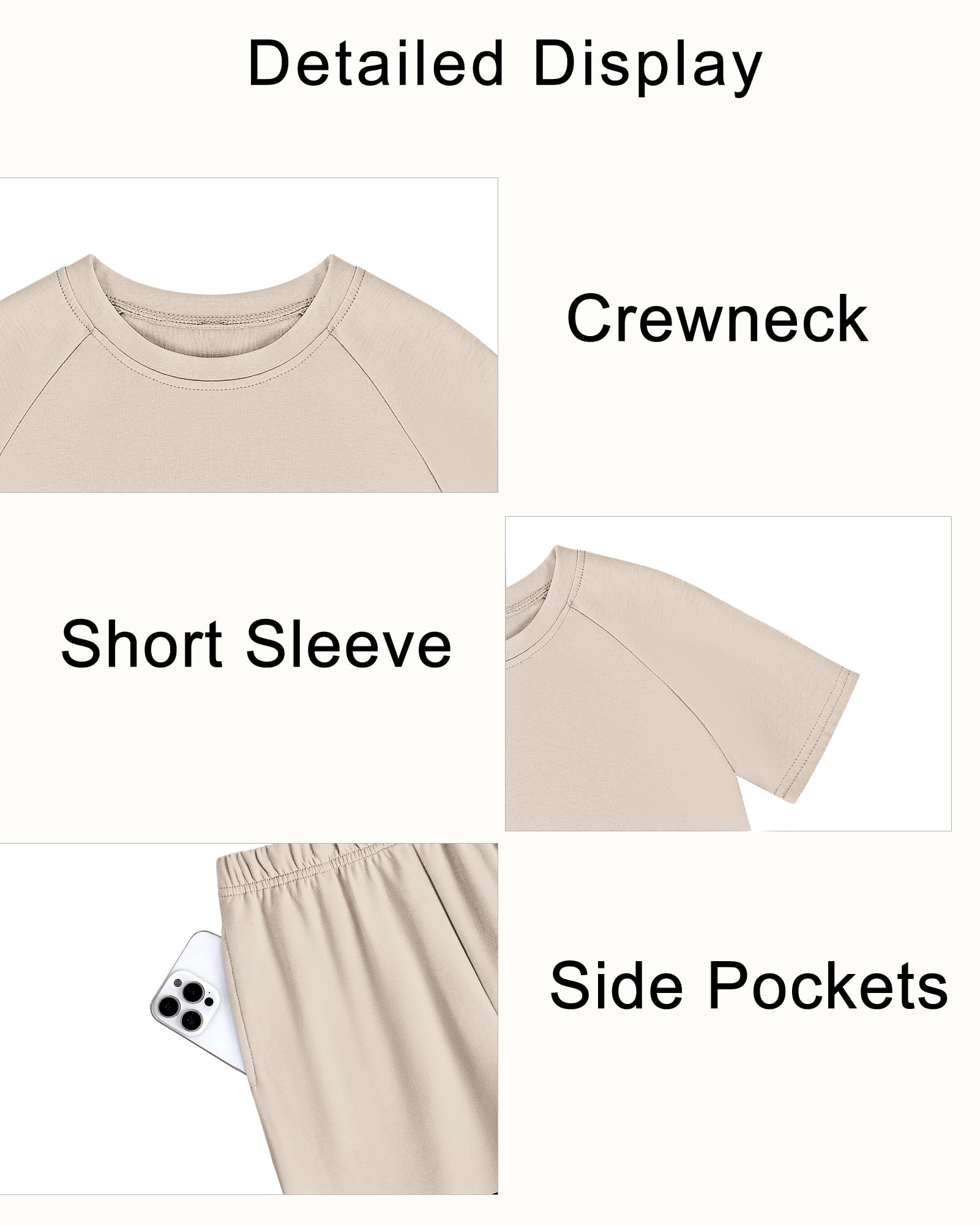 ROVENTIS Boys Short Sets 2 Piece Summer Outfits Matching Set,Apricot,S