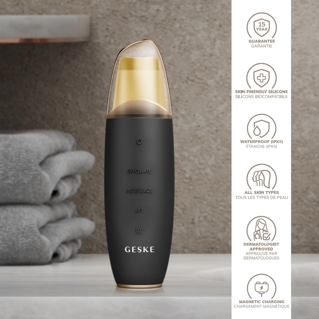 GESKE SmartAppGuided™ MicroCurrent Skin Scrubber & Blackhead Remover | 9 in 1 | Skincare tool | Pores cleaner | Anti-aging and cleansing | Professional face lift | Blackheads removal & extraction