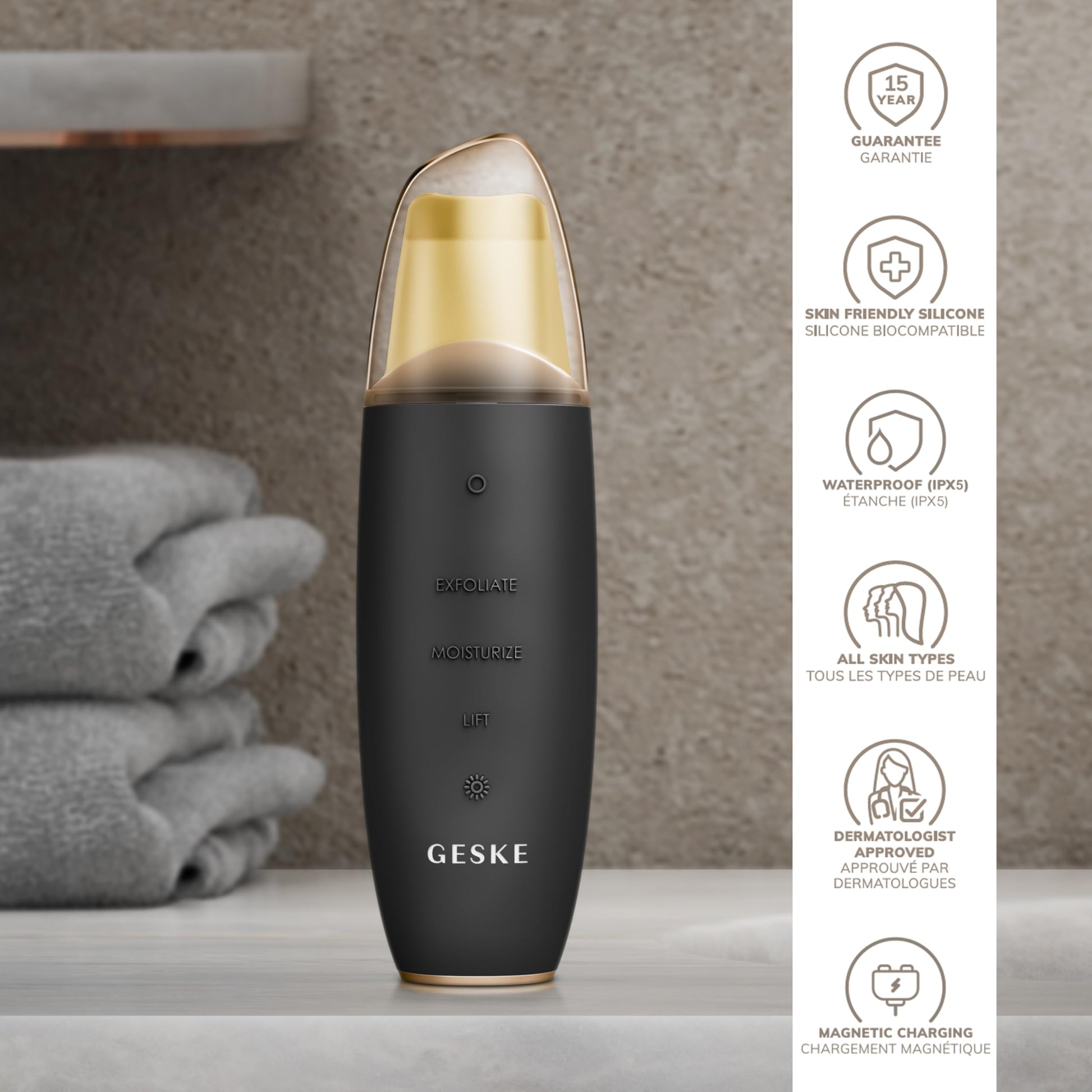GESKE SmartAppGuided™ MicroCurrent Skin Scrubber & Blackhead Remover | 9 in 1 | Skincare tool | Pores cleaner | Anti-aging and cleansing | Professional face lift | Blackheads removal & extraction