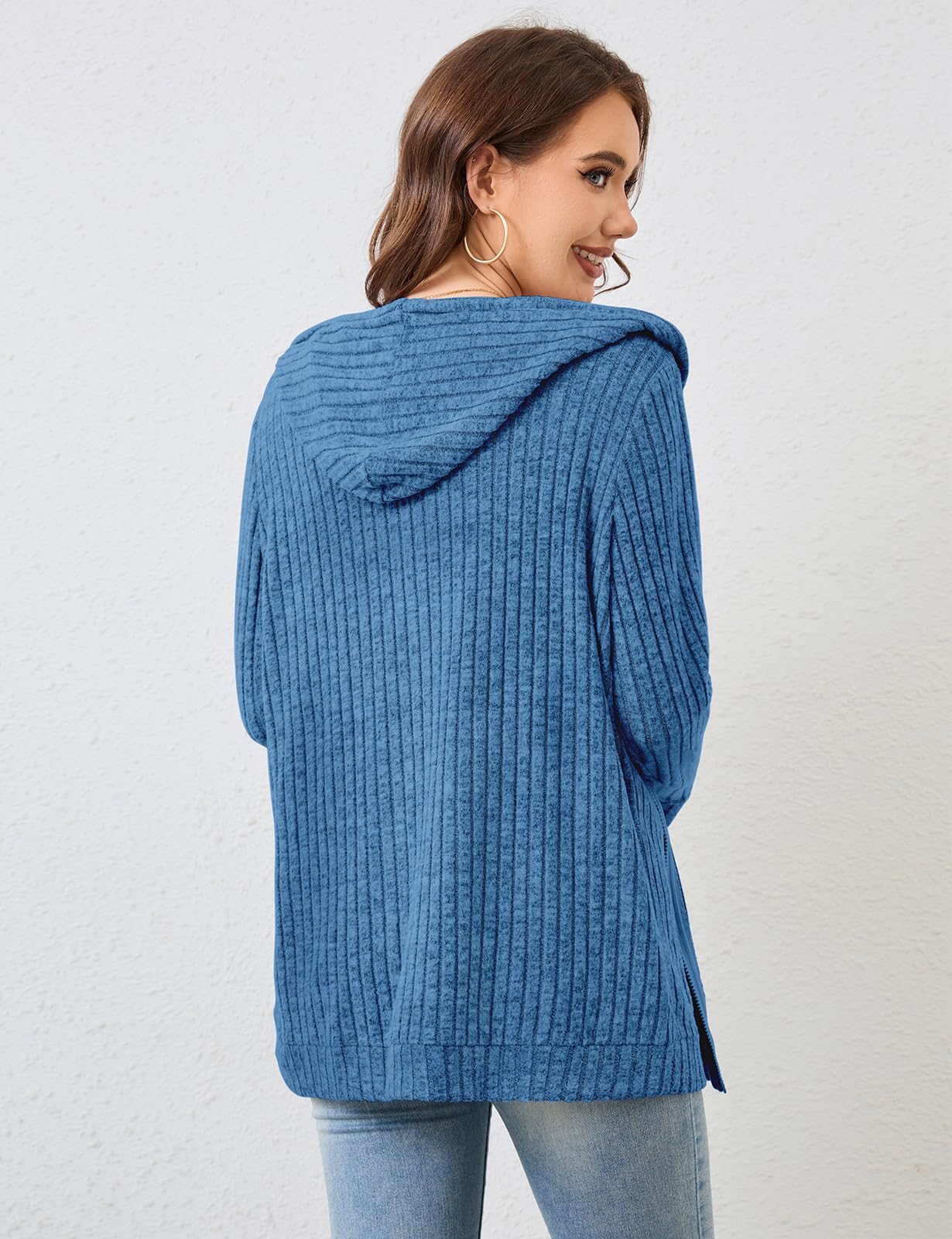 Flikity Zip Hoodie Damen Reißverschluss Sweatjacke mit Kapuze Dünne Jacke