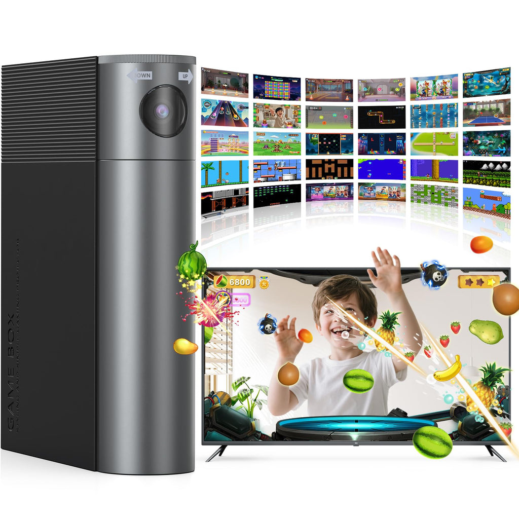MetFut AR Motion Consola de juegos - Sistema de videojuegos Plug & Play para niños y familias. Ideal para juegos físicos en interiores, diversión interactiva familiar, fiestas de juegos, juegos