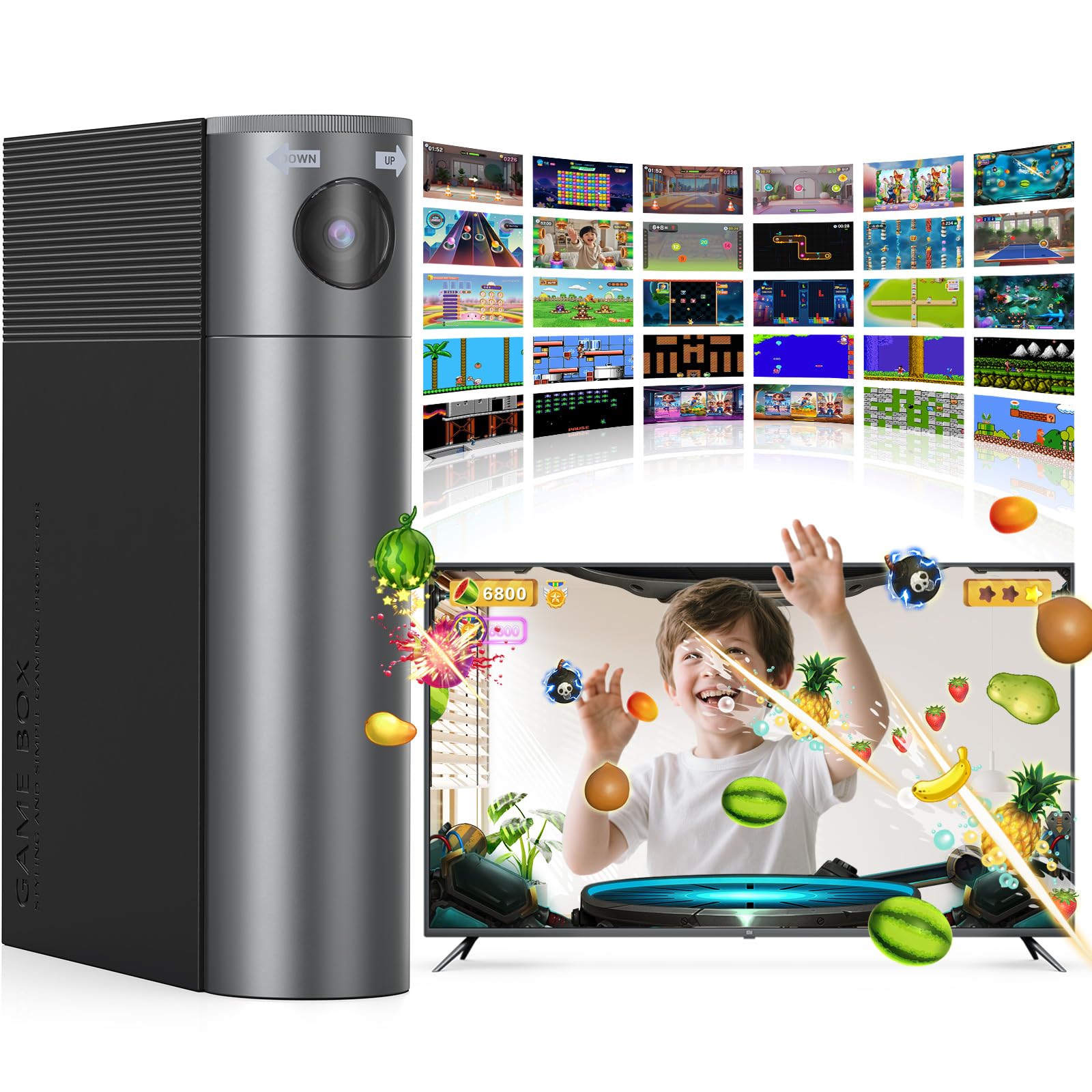 MetFut AR Motion Consola de juegos - Sistema de videojuegos Plug & Play para niños y familias. Ideal para juegos físicos en interiores, diversión interactiva familiar, fiestas de juegos, juegos