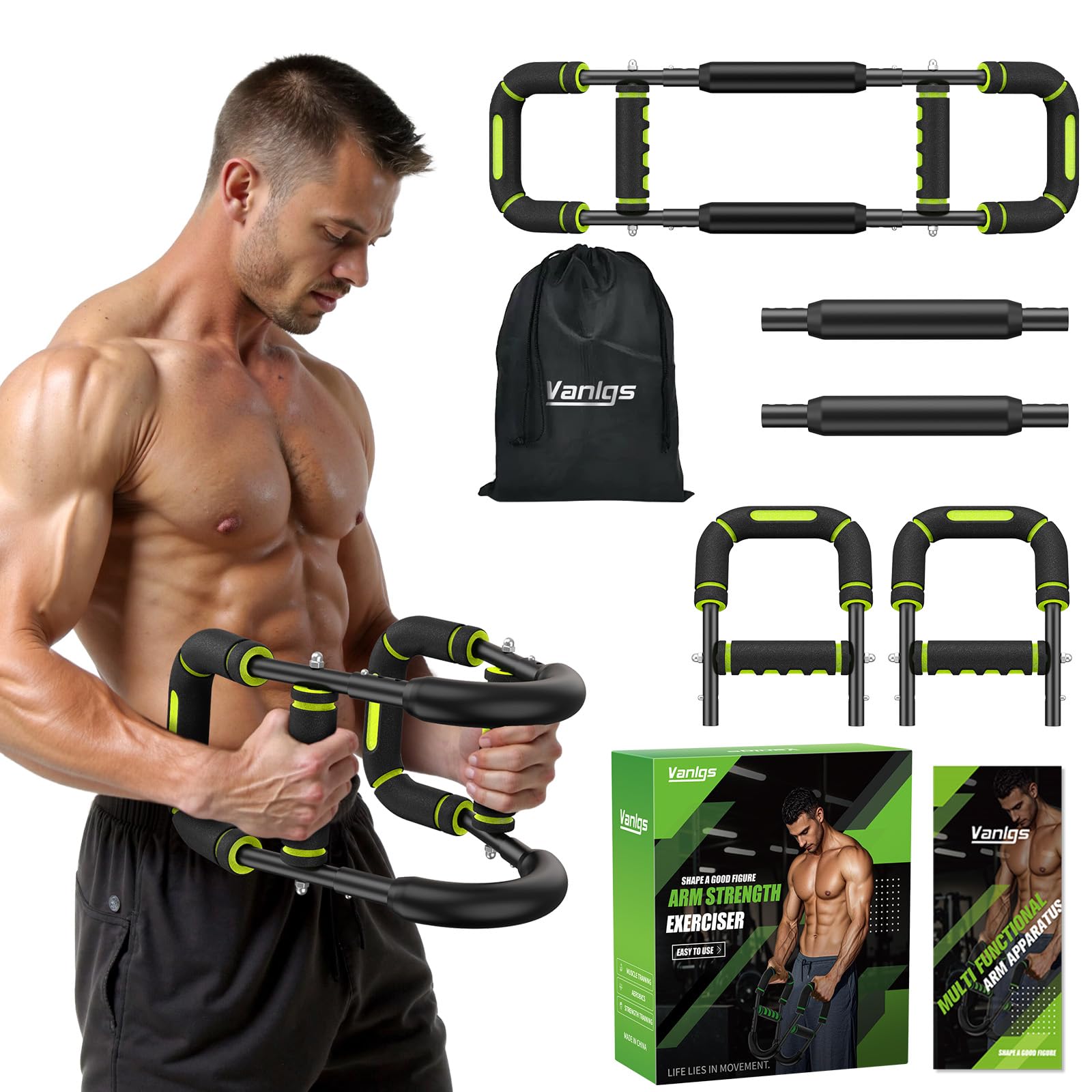 Vanlgs Twister - Entrenador de brazo para hombre, equipo de entrenamiento de pecho ajustable de 5 niveles (40-130 libras) con objetivos ergonómicos de 27° para bíceps/clip/muslo, ejercitador portátil