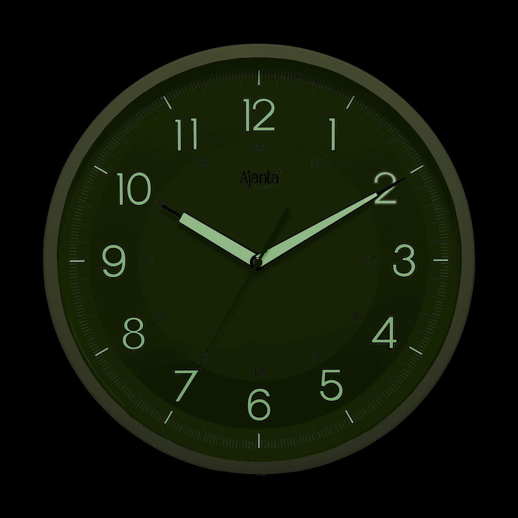 Ajanta 12 Inches Silent Sweep Radium Analog Wall Clock - Night Glow, White Dial - 30x30 cm (P. White)