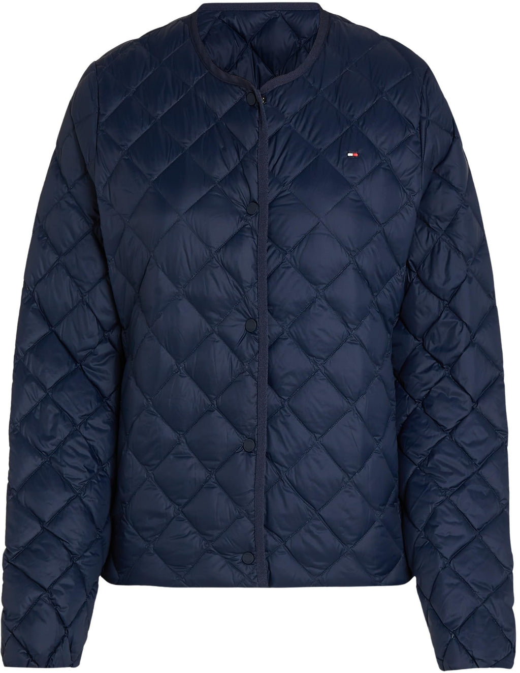 Tommy Hilfiger Cazadora acolchada Mujer Down Quilted Collarless con botones, Azul (Dark Night Navy), XL