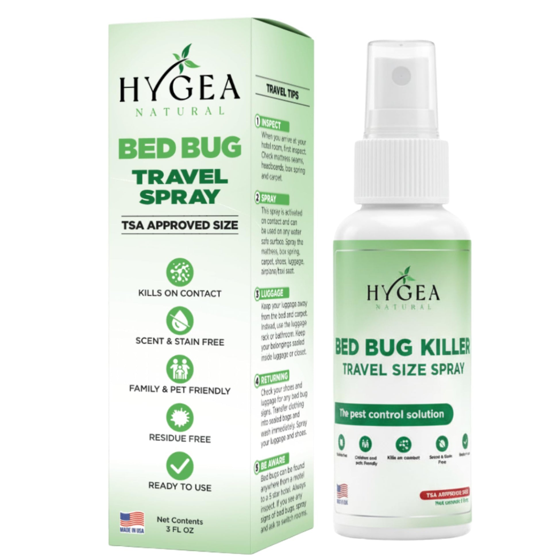 Bed Bug Spray Kit: 24oz for Home & Mattress, 3oz TSA Travel, Kid & Pet Safe