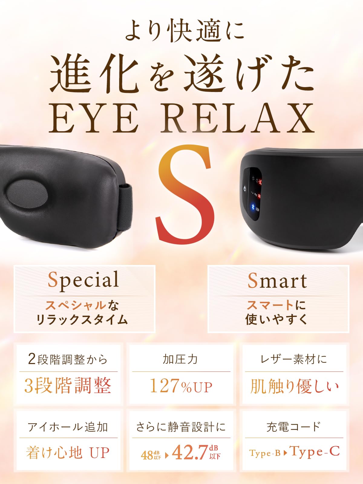 NIPLUX EYE RELAX S Eye Warmer, Eye Mask, Warm Eye Mask, Rechargeable, Eye Care, Bluetooth Function, Music, Nipplux, Black