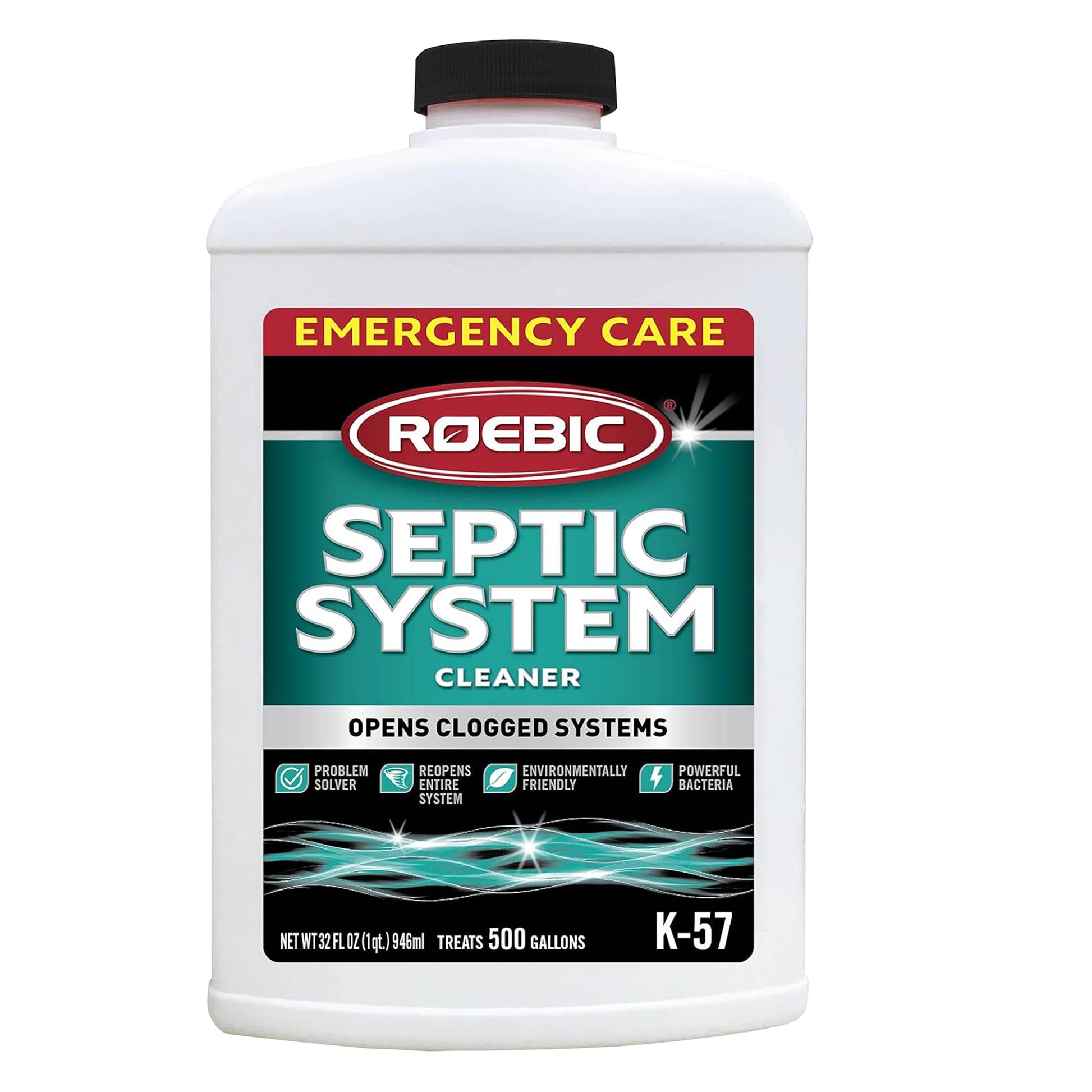Roebic K-57-Q Septic System Cleaner: 32 Ounces, Cleans and Maintains Septic Systems for Optimal Performance (Pack of 4)
