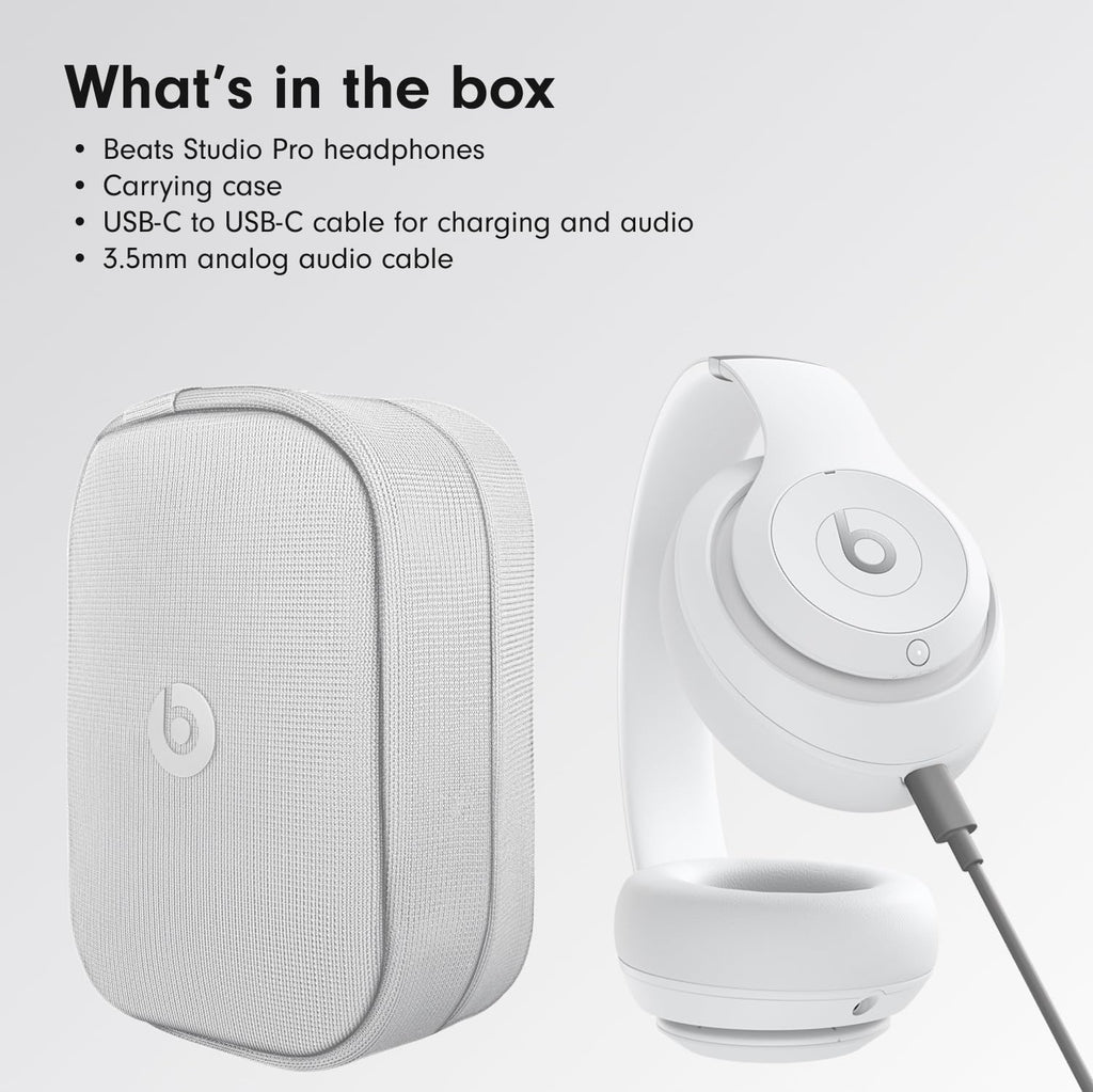 Beats Studio Pro - Premium Wireless Over-Ear Headphones- Up to 40-Hour Battery Life, Active Noise Cancelling, USB-C Lossless Audio, Apple & Android Compatible - Matte White