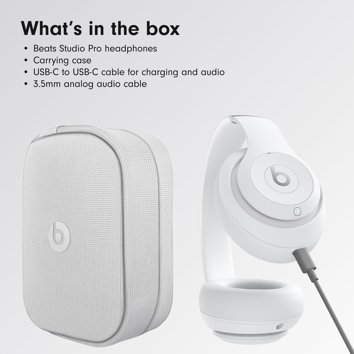 Beats Studio Pro - Premium Wireless Over-Ear Headphones- Up to 40-Hour Battery Life, Active Noise Cancelling, USB-C Lossless Audio, Apple & Android Compatible - Matte White