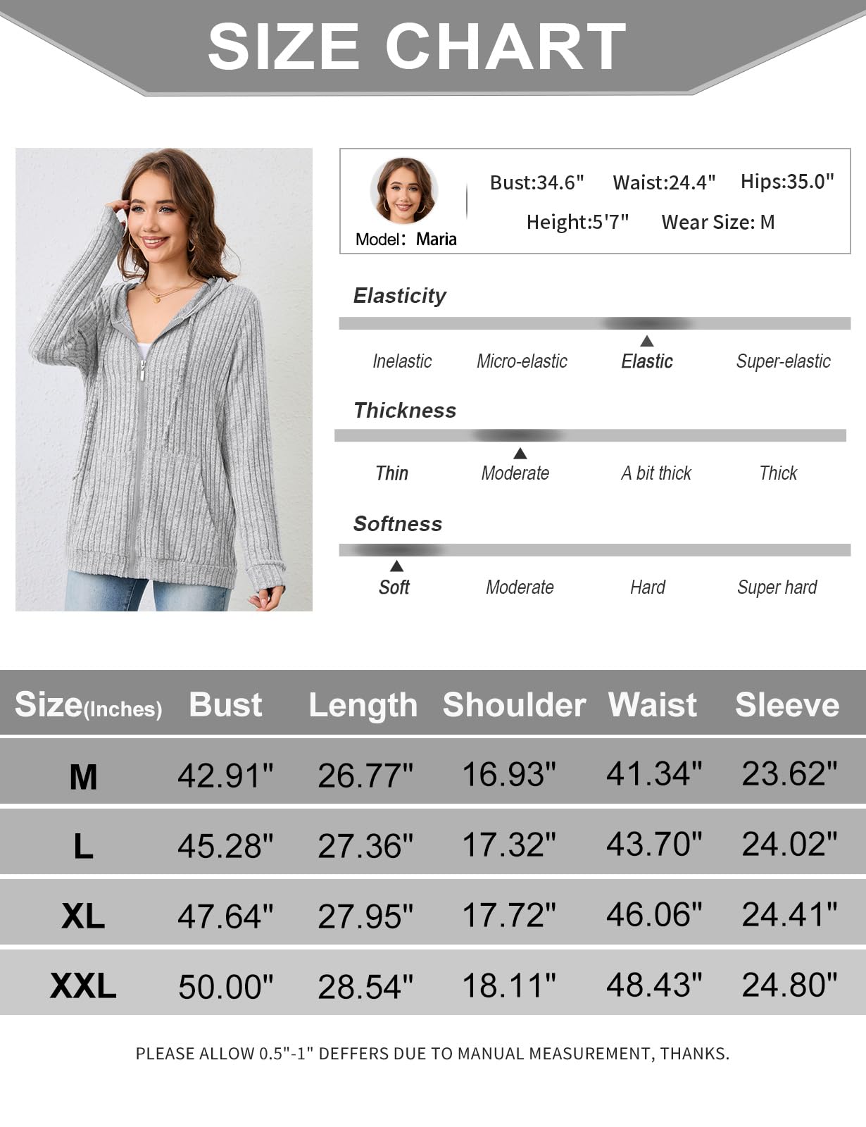 Flikity Zip Hoodie Damen Reißverschluss Sweatjacke mit Kapuze Dünne Jacke
