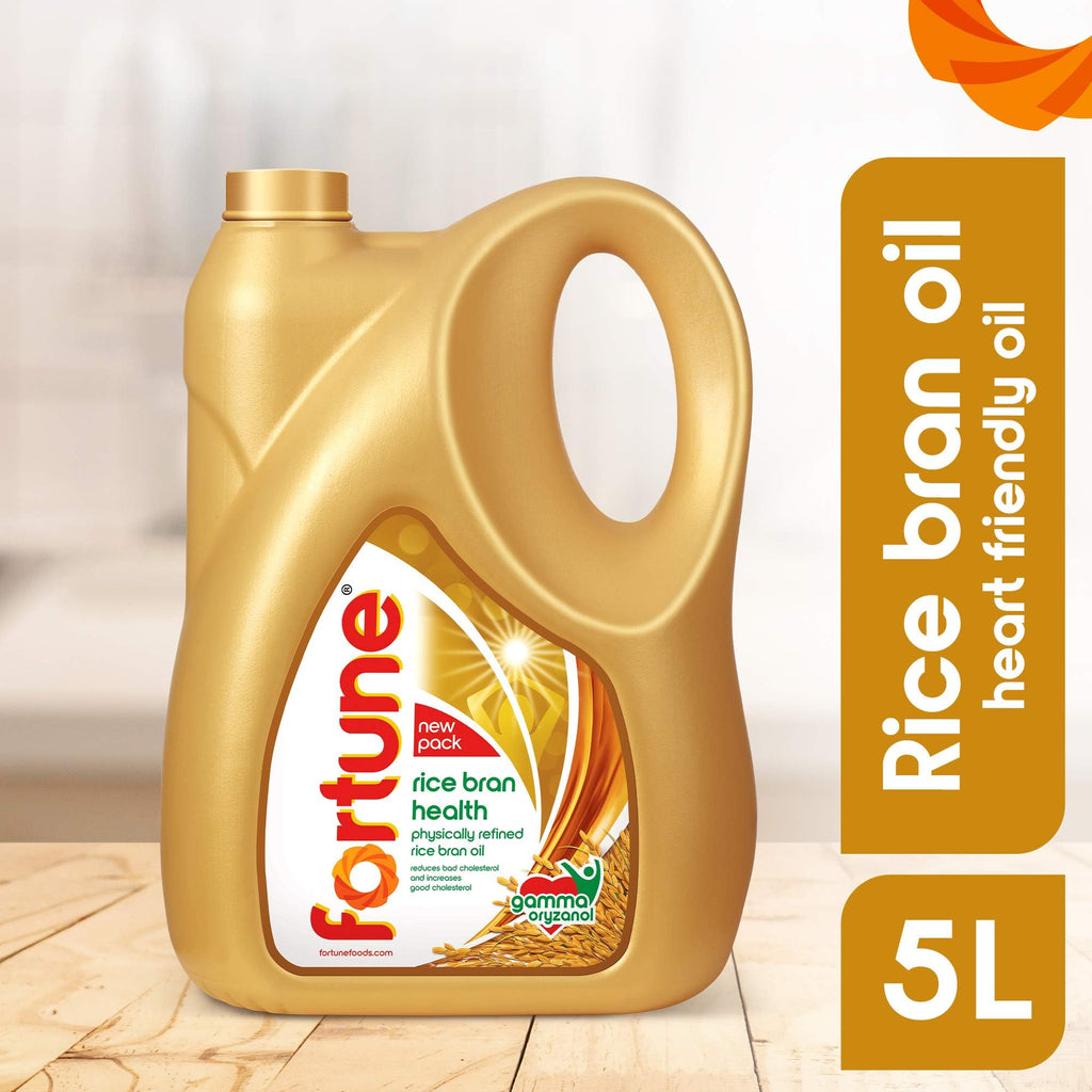 Fortune Rice Bran Health Oil, Cooking Oil for Healthier Heart, 5l Jar