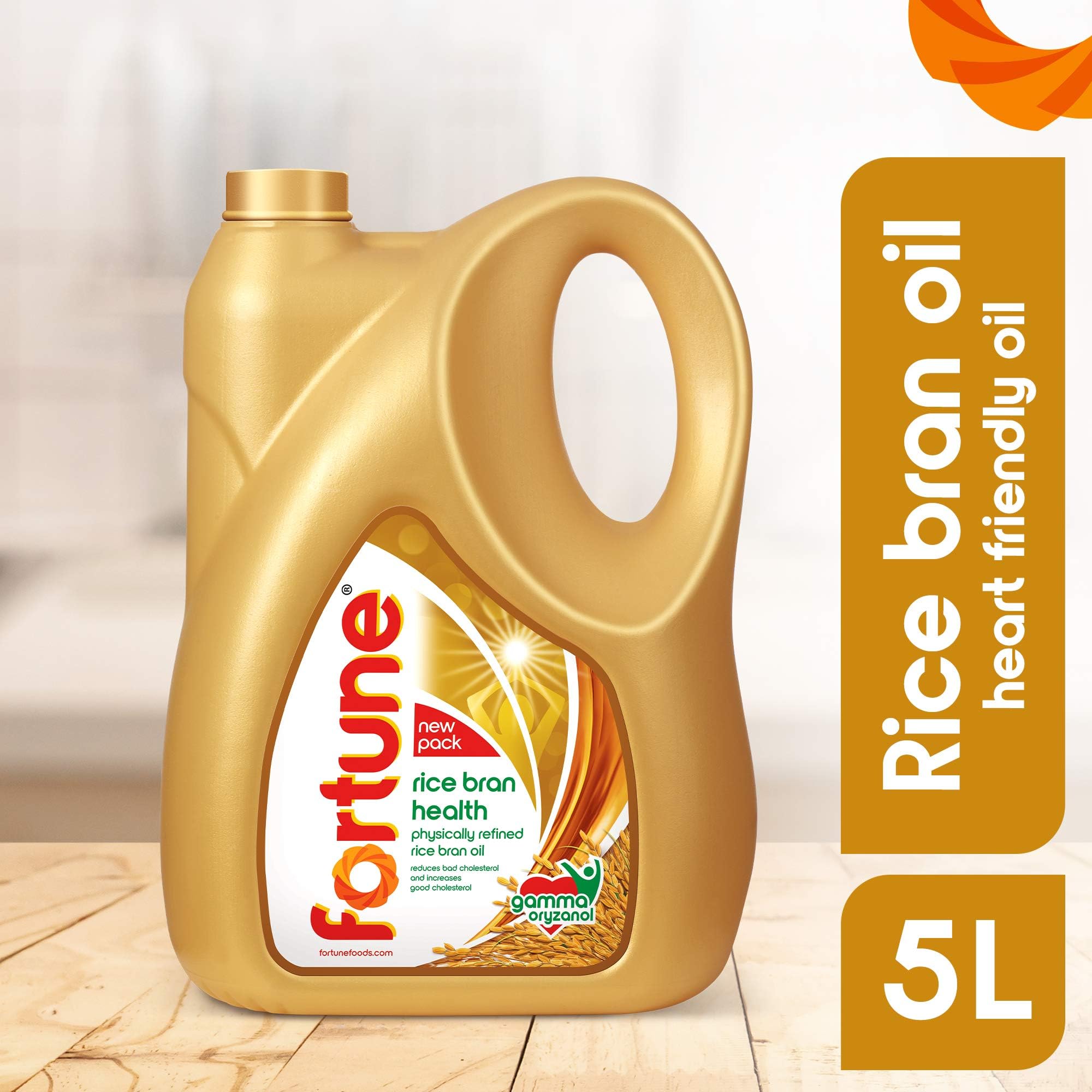 Fortune Rice Bran Health Oil, Cooking Oil for Healthier Heart, 5l Jar