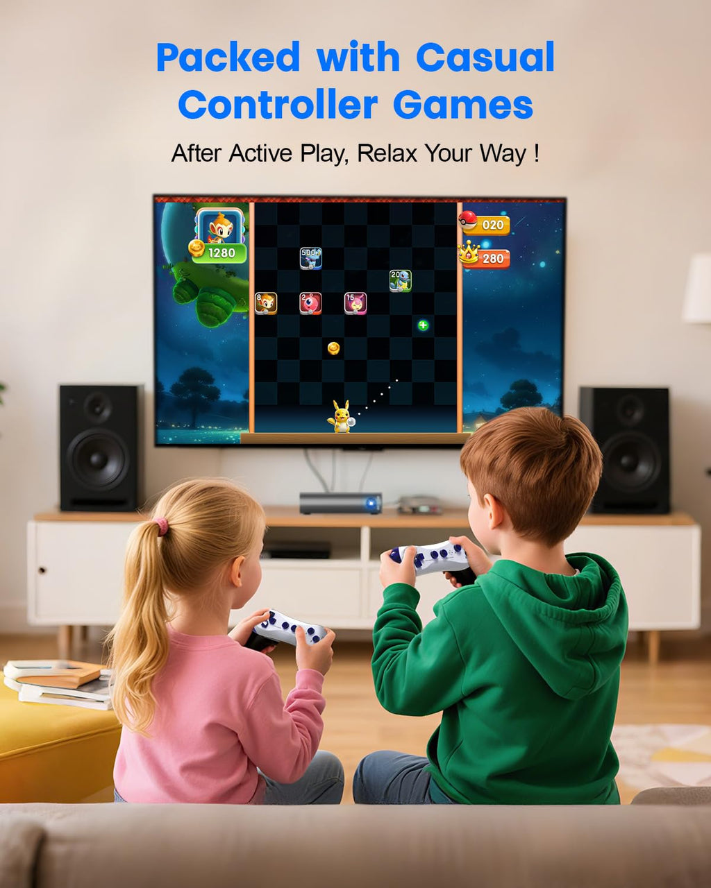 MetFut AR Motion Consola de juegos - Sistema de videojuegos Plug & Play para niños y familias. Ideal para juegos físicos en interiores, diversión interactiva familiar, fiestas de juegos, juegos