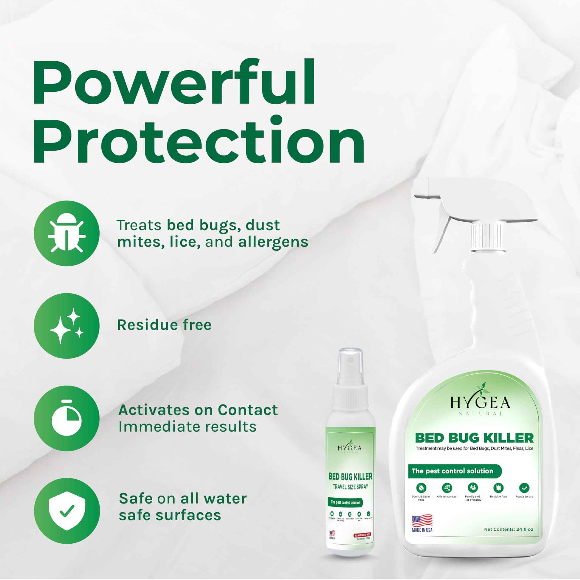Bed Bug Spray Kit: 24oz for Home & Mattress, 3oz TSA Travel, Kid & Pet Safe