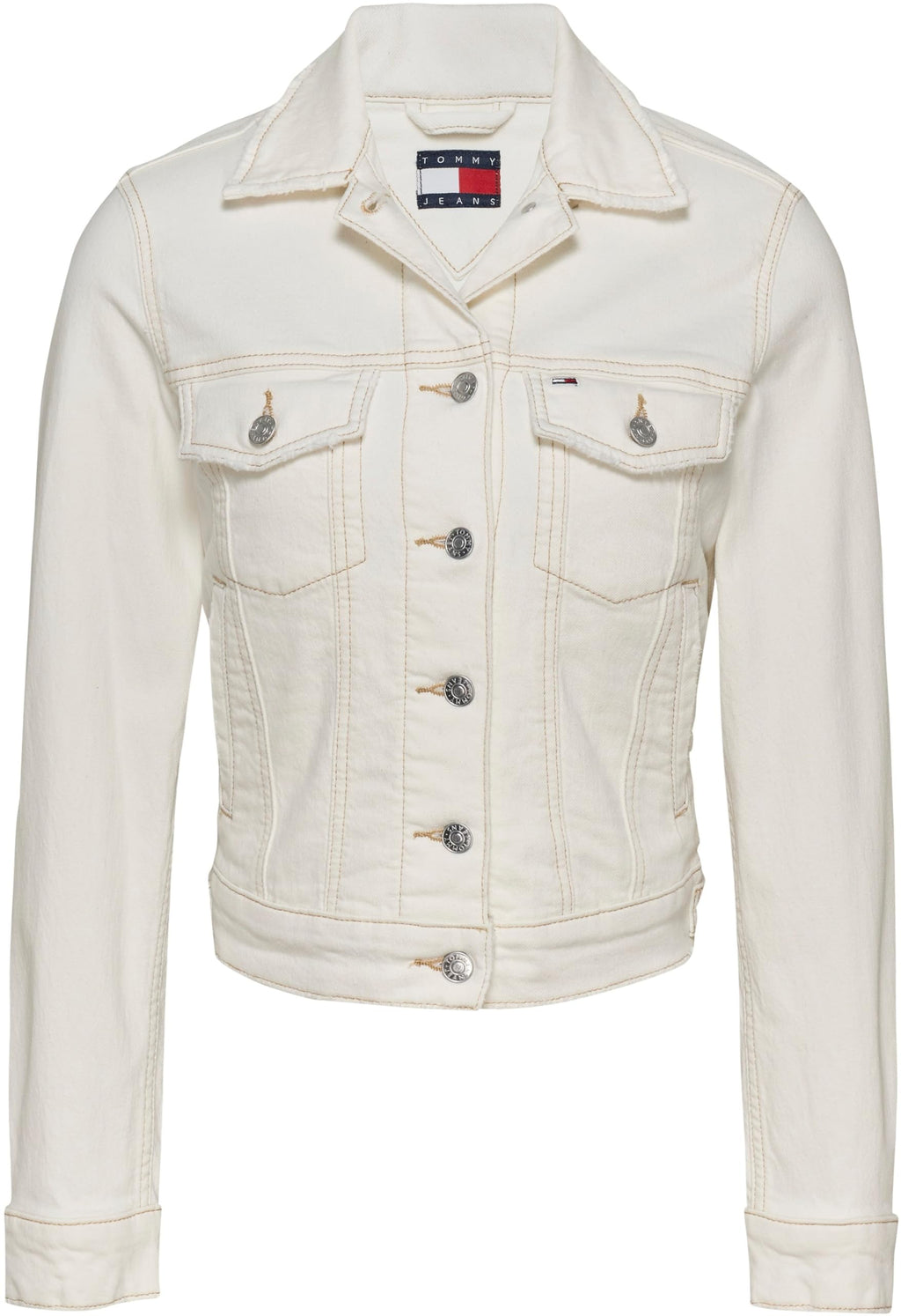 Tommy Jeans Cazadora vaquera Mujer Classic Trucker Regular Fit, Blanco (Denim White), XL