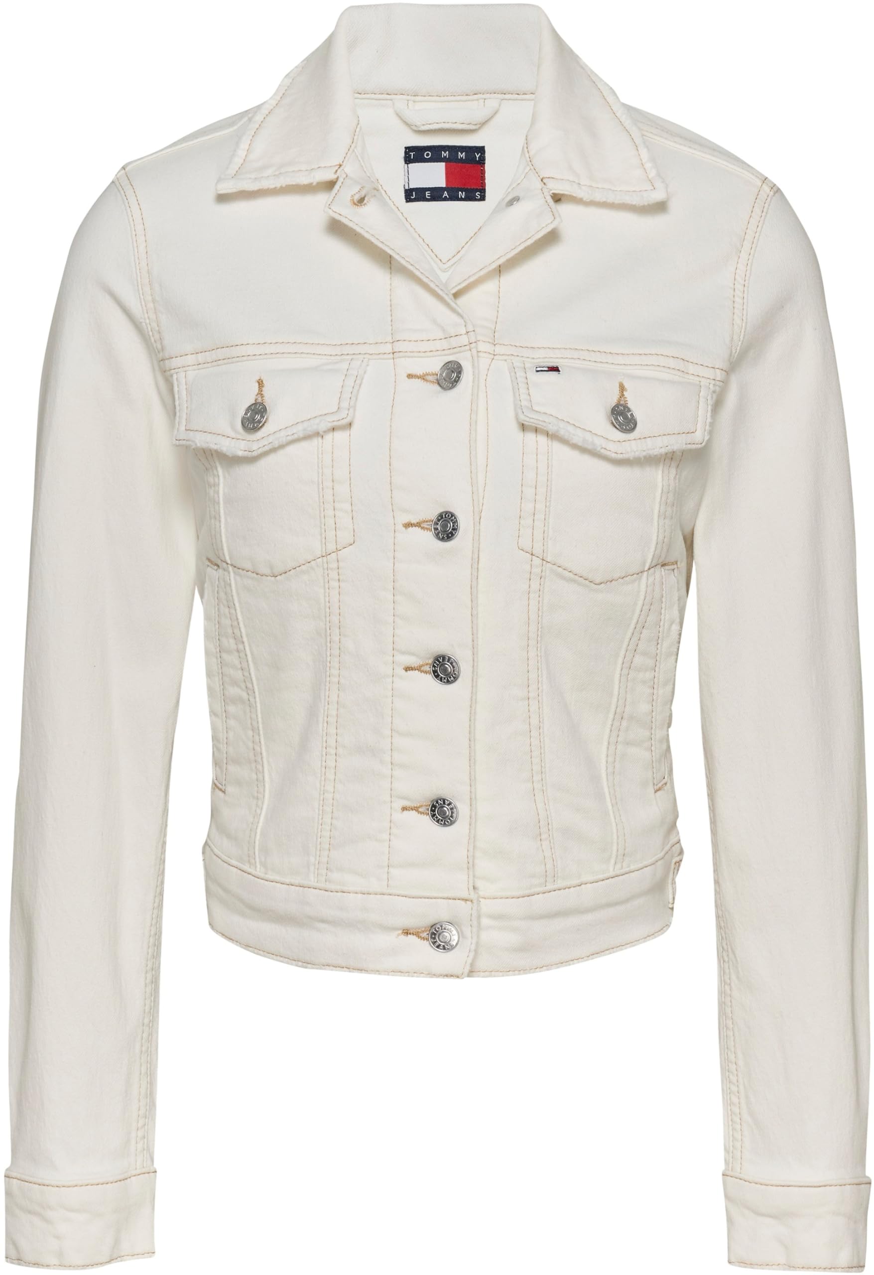 Tommy Jeans Cazadora vaquera Mujer Classic Trucker Regular Fit, Blanco (Denim White), XL