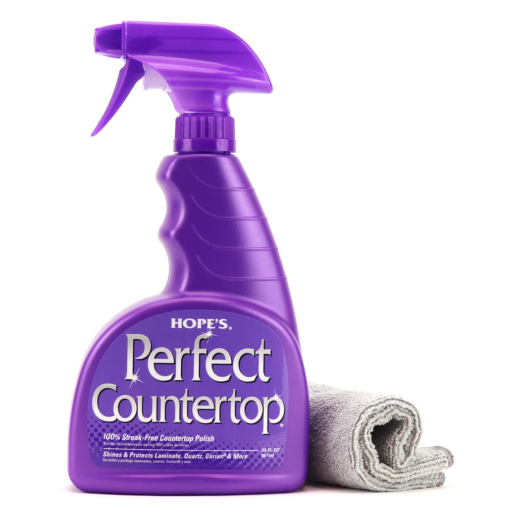 HOPE'S Perfect Countertop Cleaner and Polish 22-Ounce, Streak-Free Multi-Surface Cleaning Spray, Safe on Stone, Laminate, CORIAN, Granite, Quartz, Marble, Pack of 6