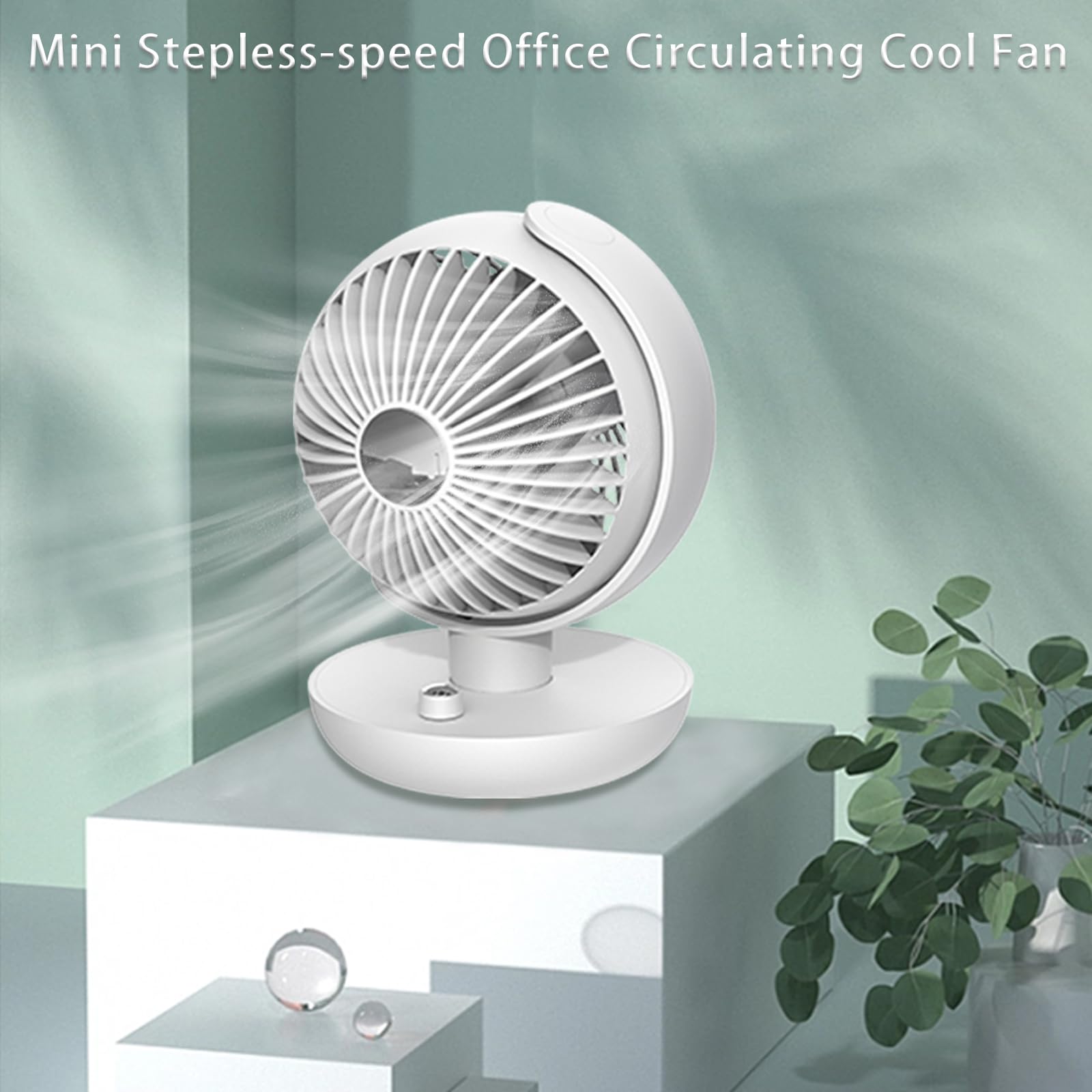 Desk Fan, 5600mAh Adjustable Angle Battery Operated Fan with 3 Wind Speed Safety Child Lock Low Power Reminder, Low Nosie Portable Fan for Bedroom Home Office (White)