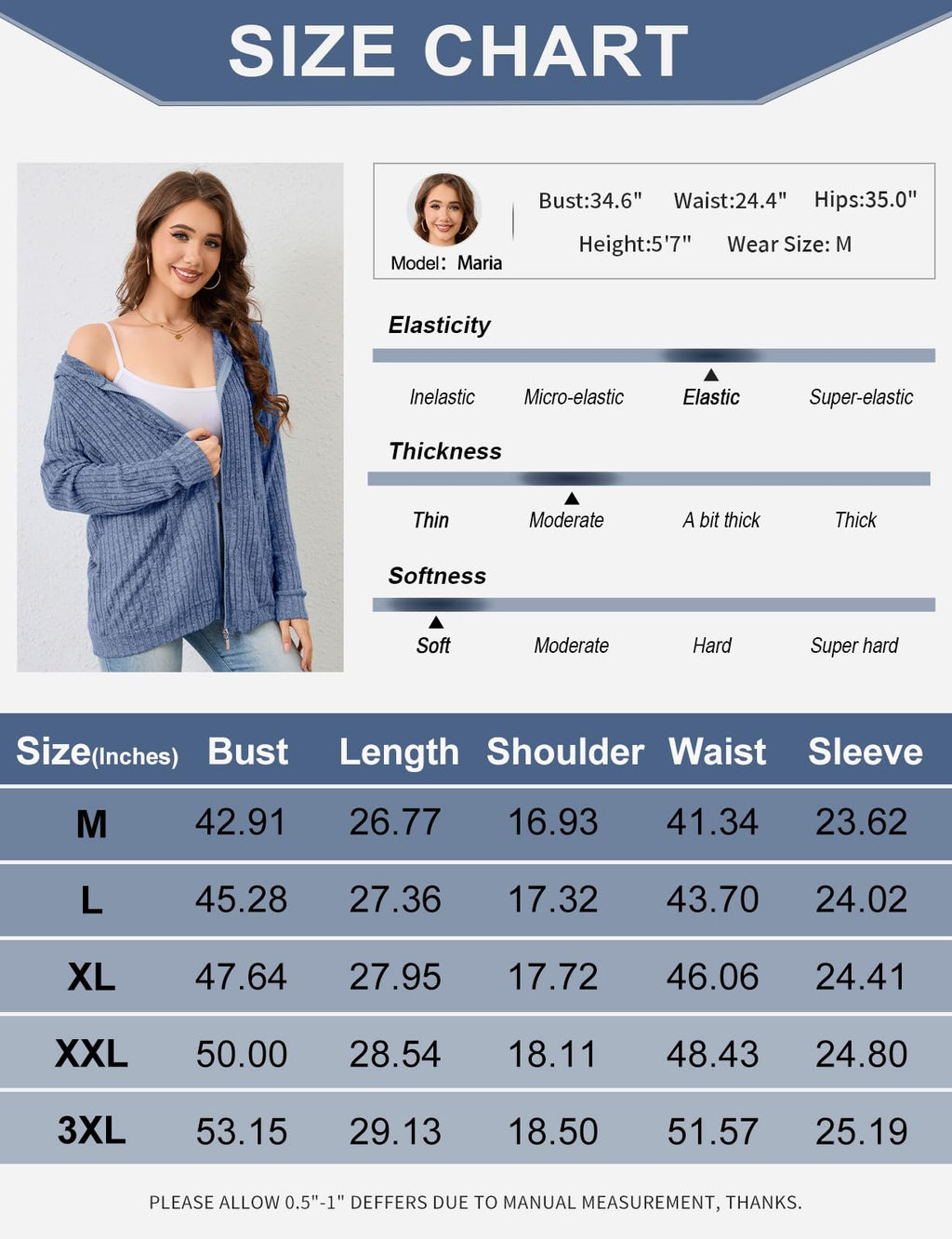 Flikity Zip Hoodie Damen Reißverschluss Sweatjacke mit Kapuze Dünne Jacke