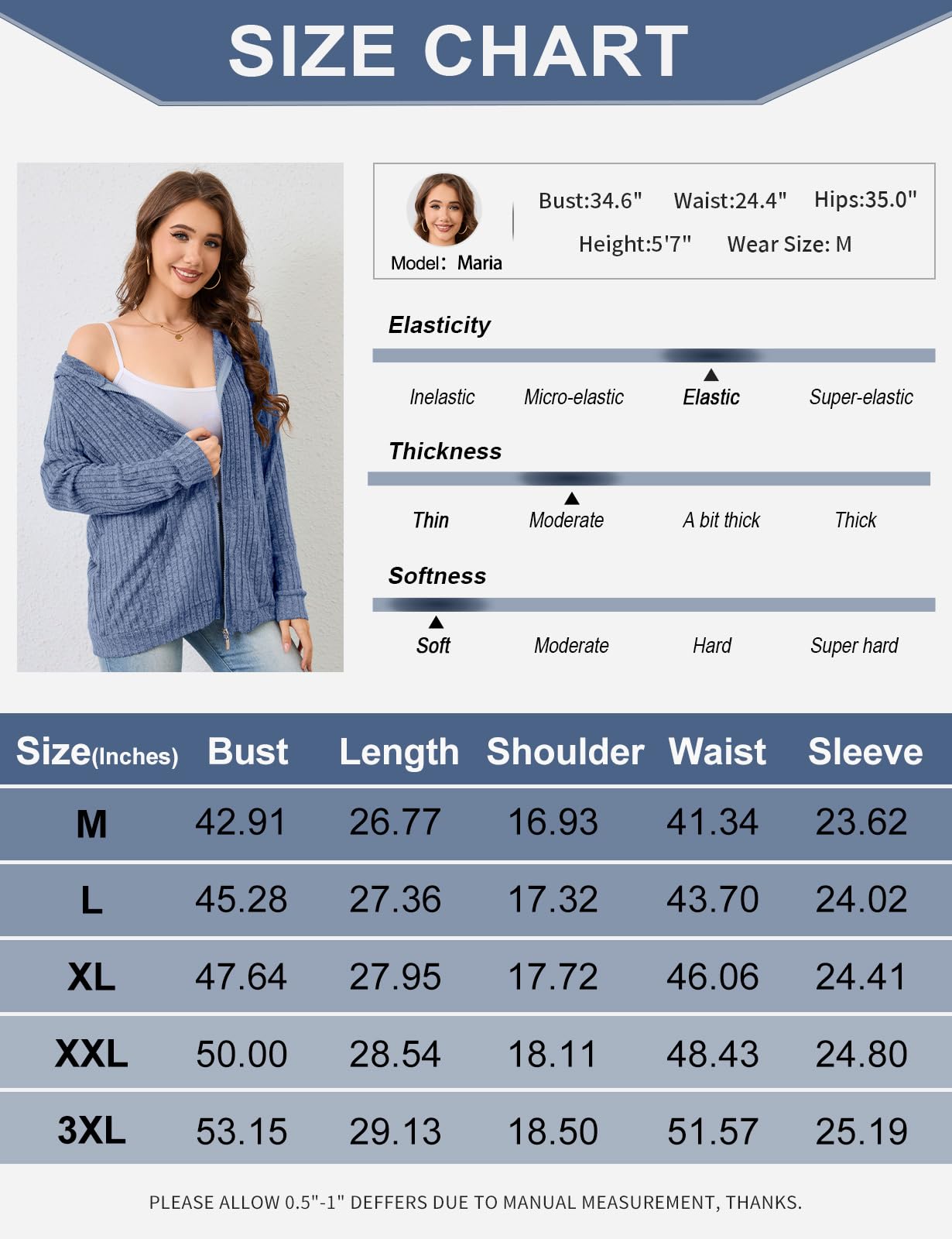 Flikity Zip Hoodie Damen Reißverschluss Sweatjacke mit Kapuze Dünne Jacke